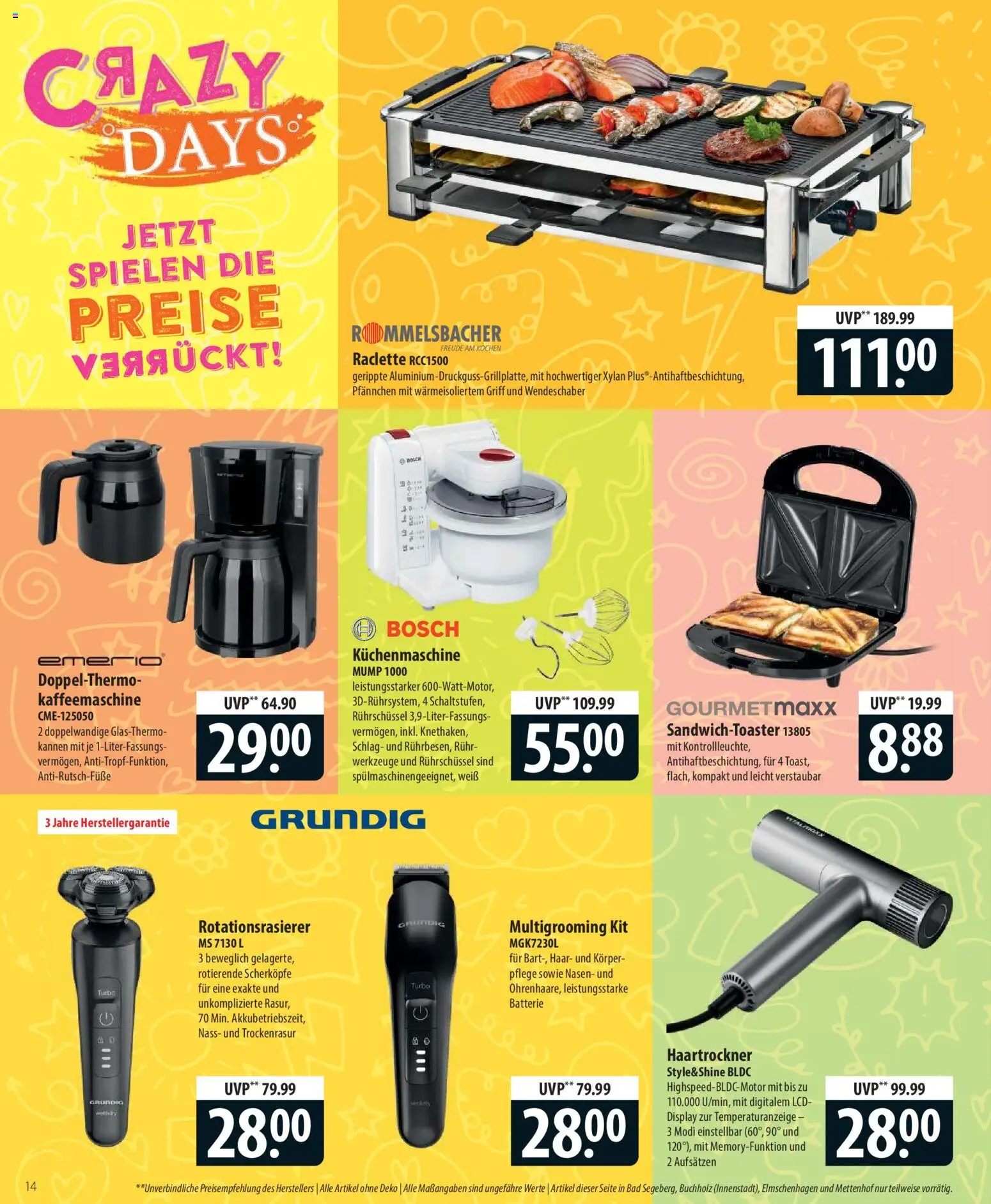 Famila Prospekt 	 – gültig ab 02.03.2026 | Seite: 14 | Produkte: Kaffeemaschine, Haartrockner, Batterie, Raclette