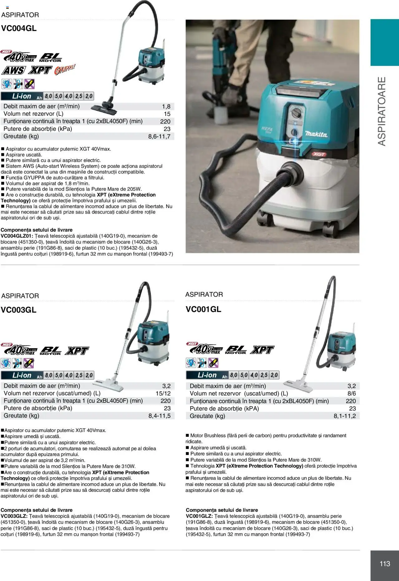 Noul catalog Makita – valabil de la 08.01.2025 | Pagină: 113 | Produse: Prize, Aspirator, Perie, Țeavă