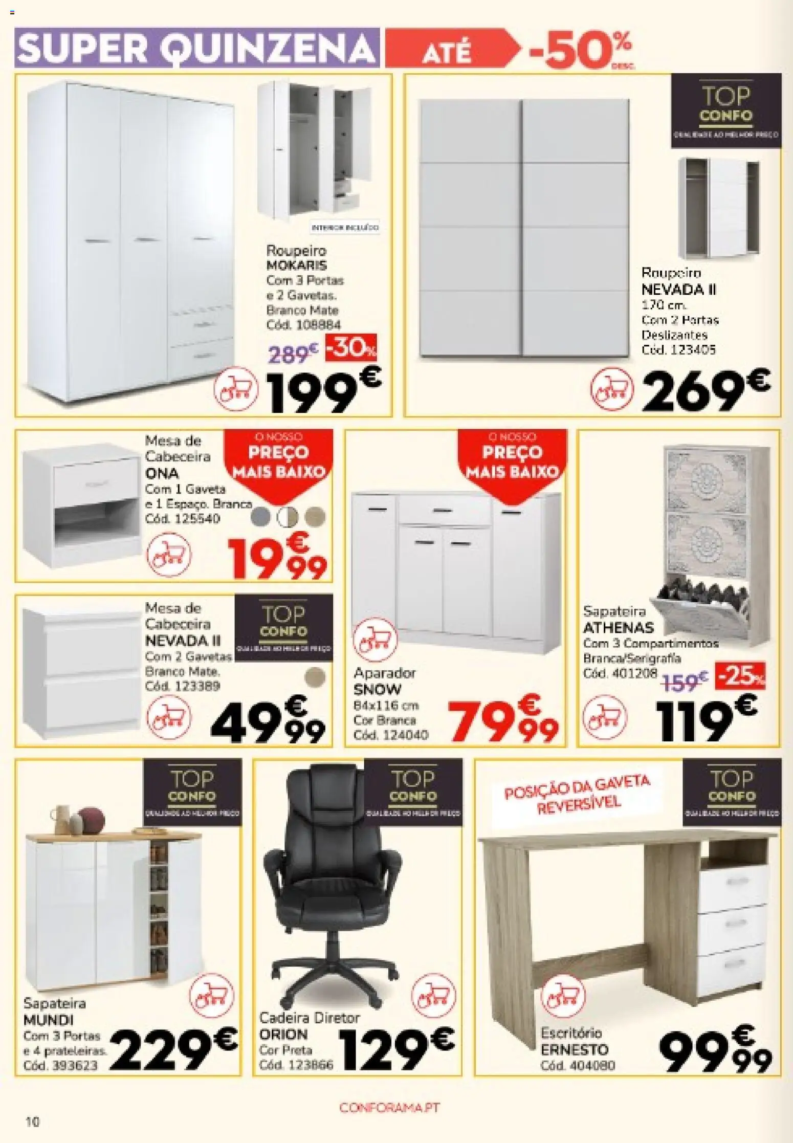 Conforama folheto │ válido de 18.12.2025 | Página: 10 | Produtos: Portas, Mesa de cabeceira, Mesa, Sapateira