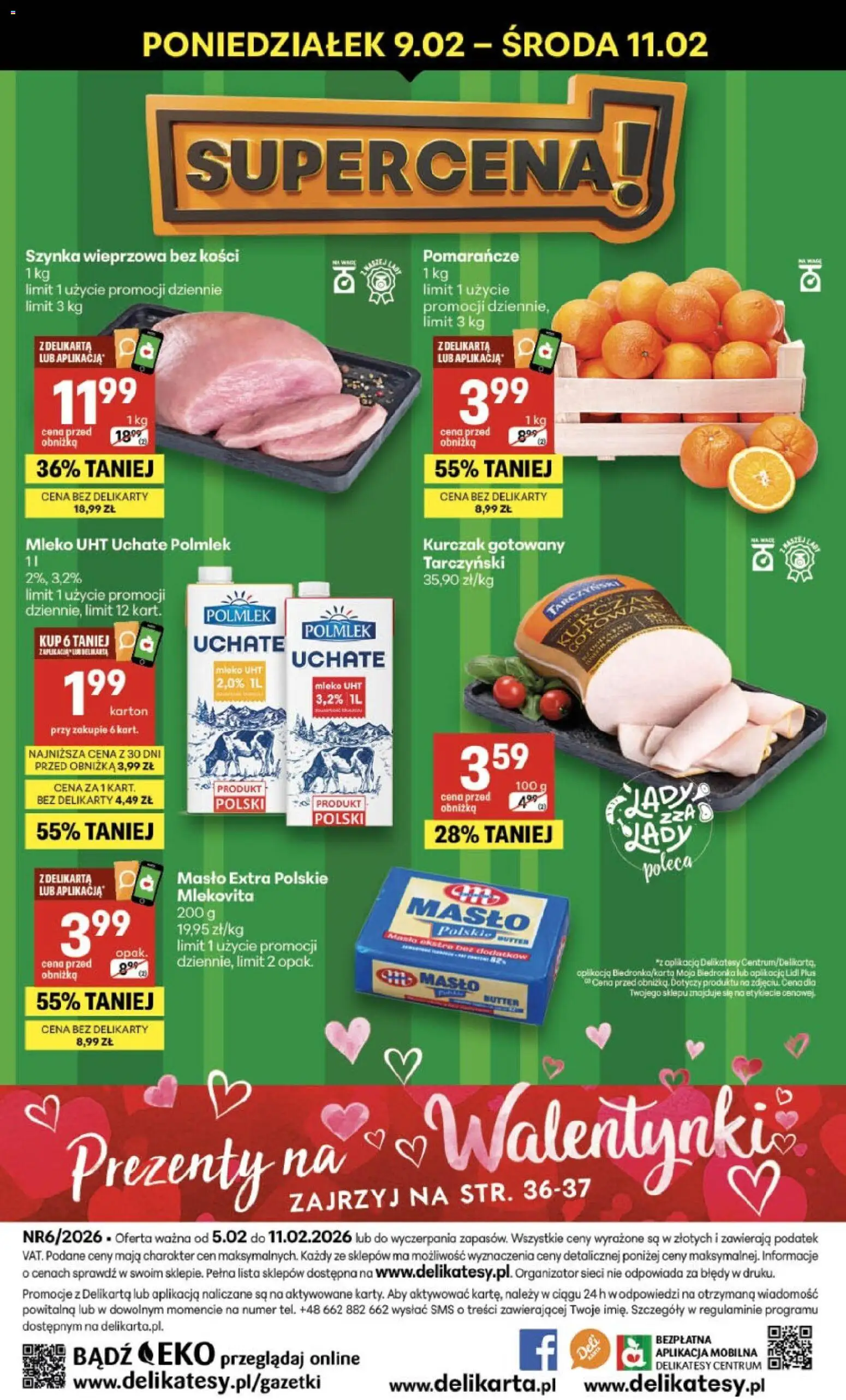 Delikatesy Centrum Gazetka od 05.02.2026 | Strona: 40 | Produkty: Szynka, Mleko, Masło, Pomarańcze