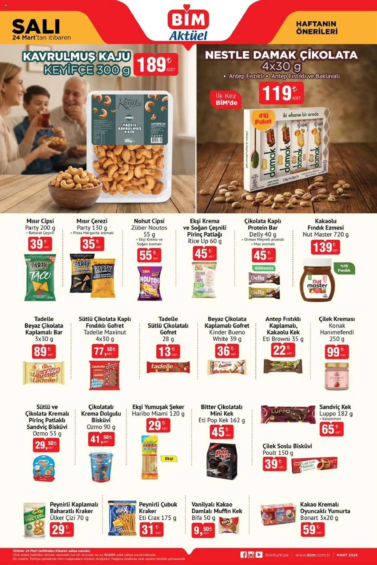 BİM Katalog - 24.03.2026 tarihinden itibaren geçerlidir | Sayfa: 2 | Ürünler: Gofret, Şeker, Çilek, Krema