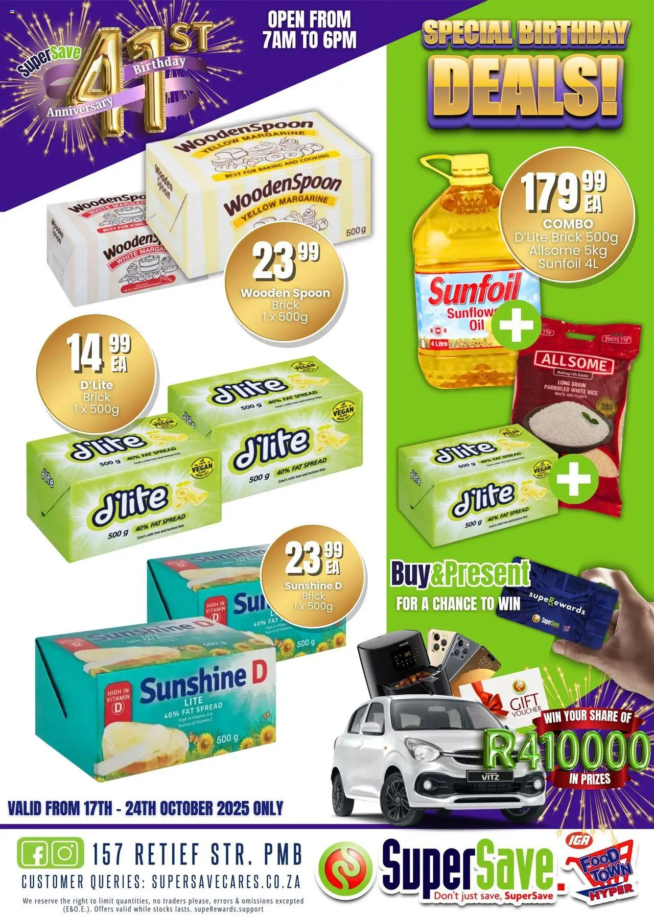 New Super Save catalogue – valid from 17.10.2025 | Page: 40 | Products: Milk, Margarine, Rice, Fat spread