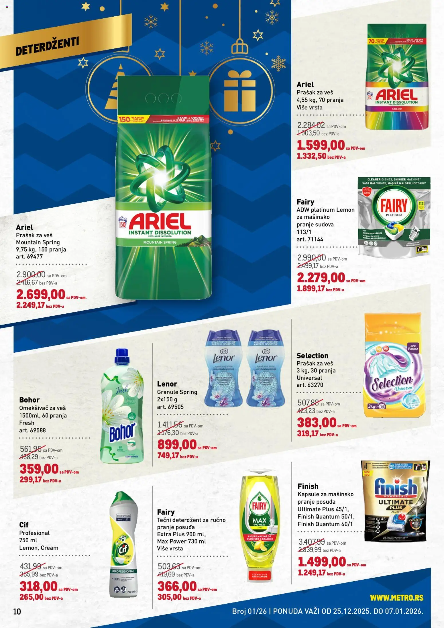 Metro katalog - važi od 25.12.2025 | Strana: 10 | Proizvode: Deterdžent, Tečni deterdžent, Finish, Prašak za veš