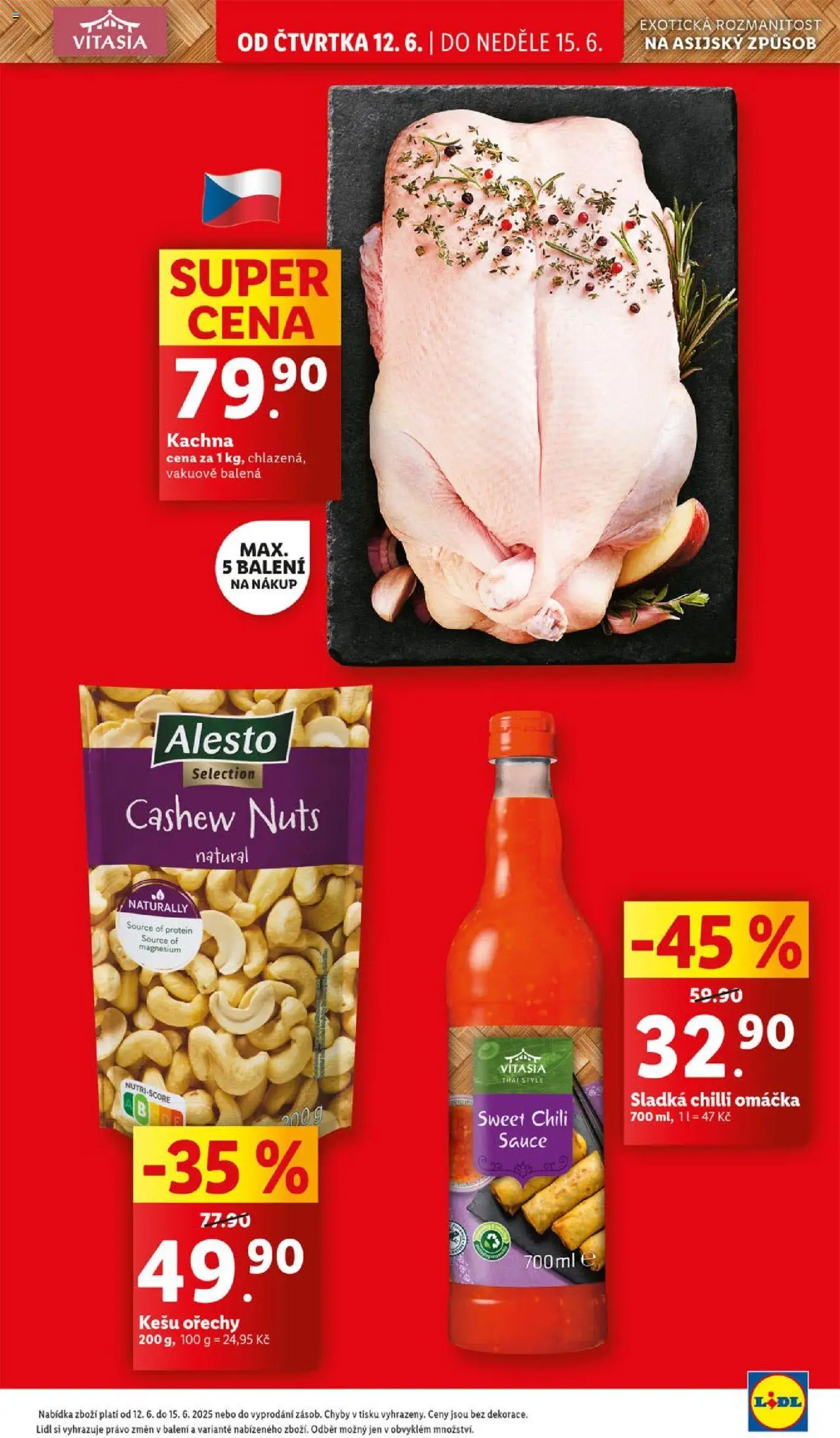 Lidl leták od 12.06.2025 | Strana: 3 | Produkty: Sladká chilli omáčka, Ořechy, Kachna, Protein