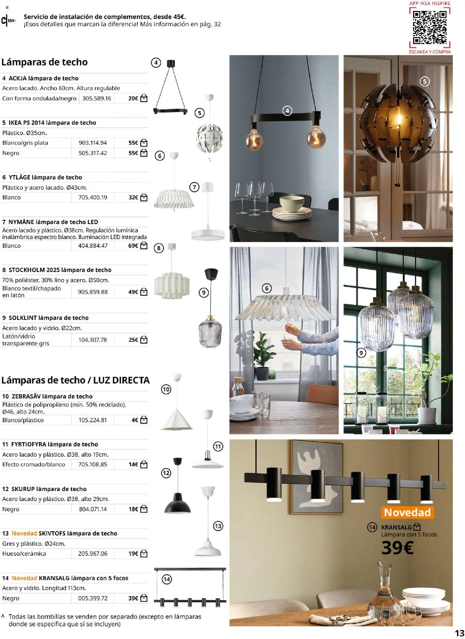 Catálogo IKEA Iluminación y hogar inteligente │ válido desde el 06.03.2026 | Página: 13 | Productos: Lámpara de techo, Galette de chaise, Απορρυπαντικό ρούχων σε σκόνη, Lámpara