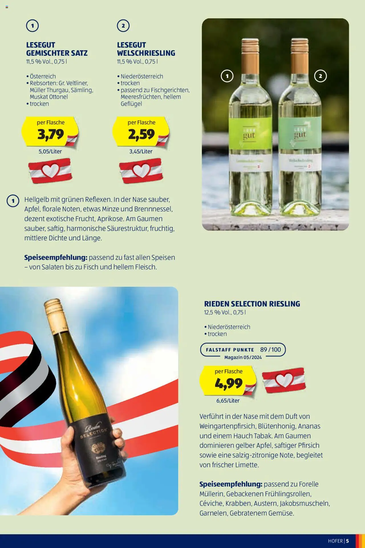 Hofer Wein-Magazin gültig ab 16.10.2024 | Seite: 5 | Produkte: Pfirsich, Duft, Fisch, Ananas