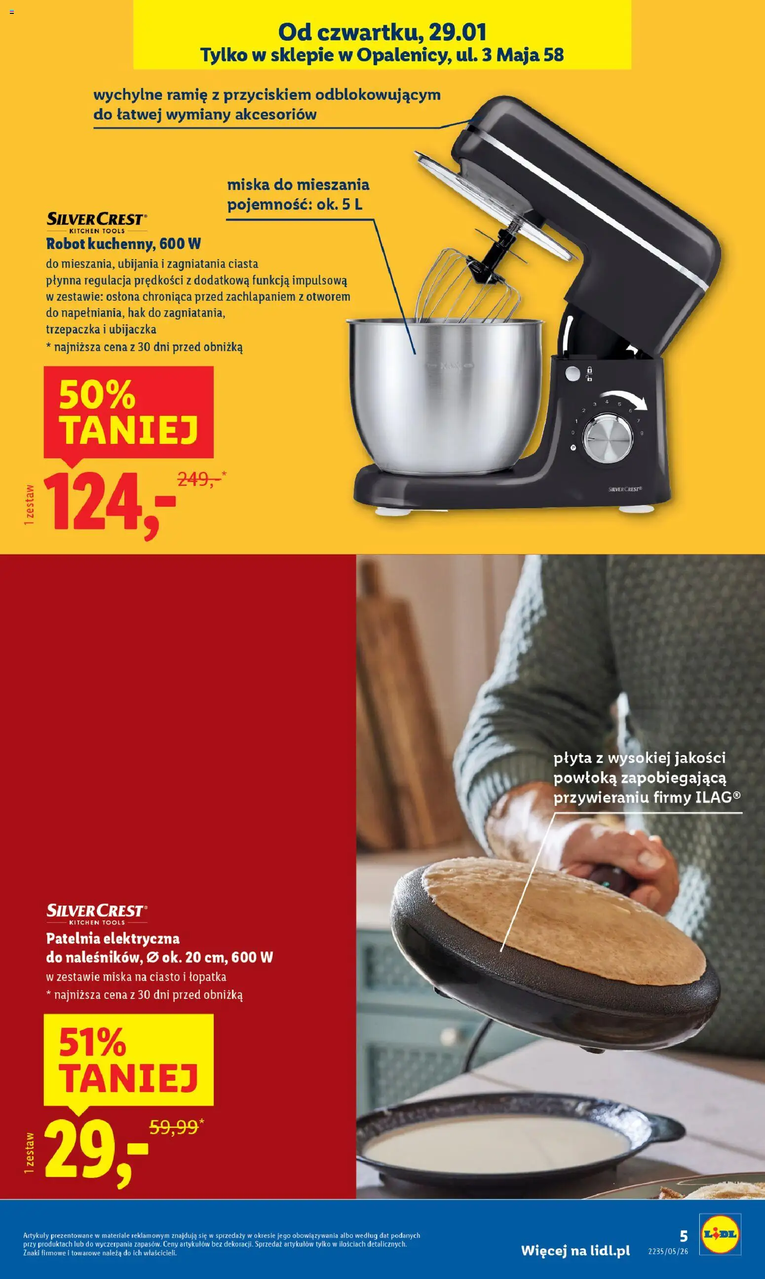 Lidl Gazetka - Wielkie otwarcie w Opalenicy od 29.01.2026 | Strona: 5 | Produkty: Ciasto, Trzepaczka, Robot, Patelnia