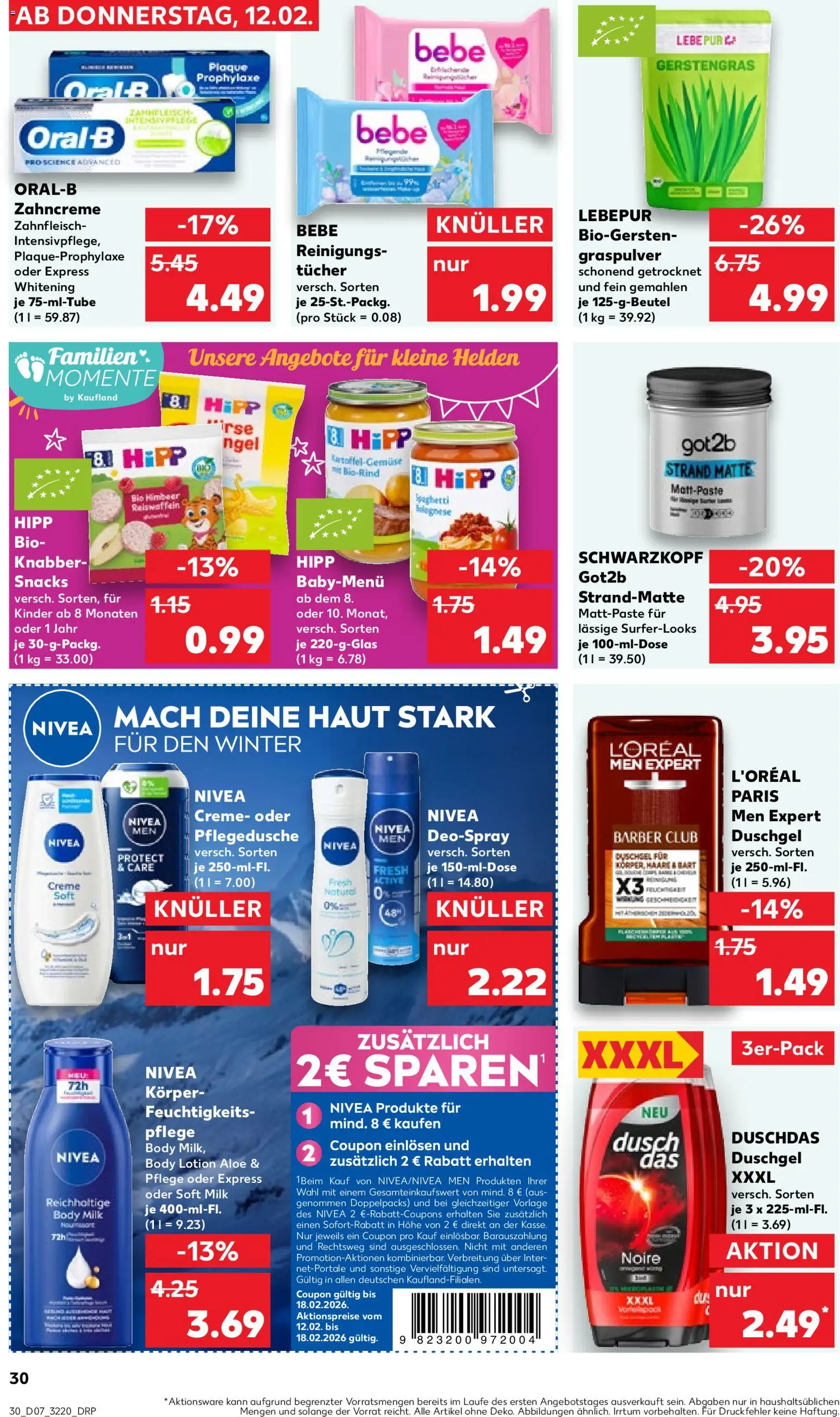 Kaufland prospekt Jena	 – gültig ab 12.02.2026 | Seite: 30 | Produkte: Deodorant, Reinigungstücher, Body Lotion, Body Milk