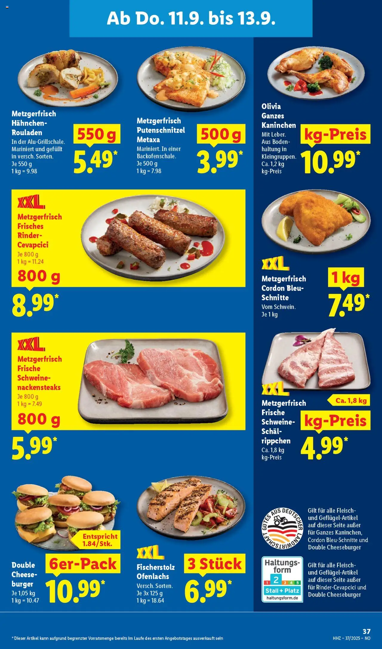 Lidl - Prospekt Lüchow – gültig ab 08.09.2025 | Seite: 57 | Produkte: Nackensteaks, Kaninchen, Cevapcici, Fleisch