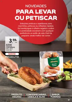 Pré-visualização ALHEIRA VEGETAL CONTINENTE, Vegetal alheira, 200 g package válido de 02.09.2025 | Página: 21 | Produtos: Hambúrguer, Cebola, Carne, Alheira