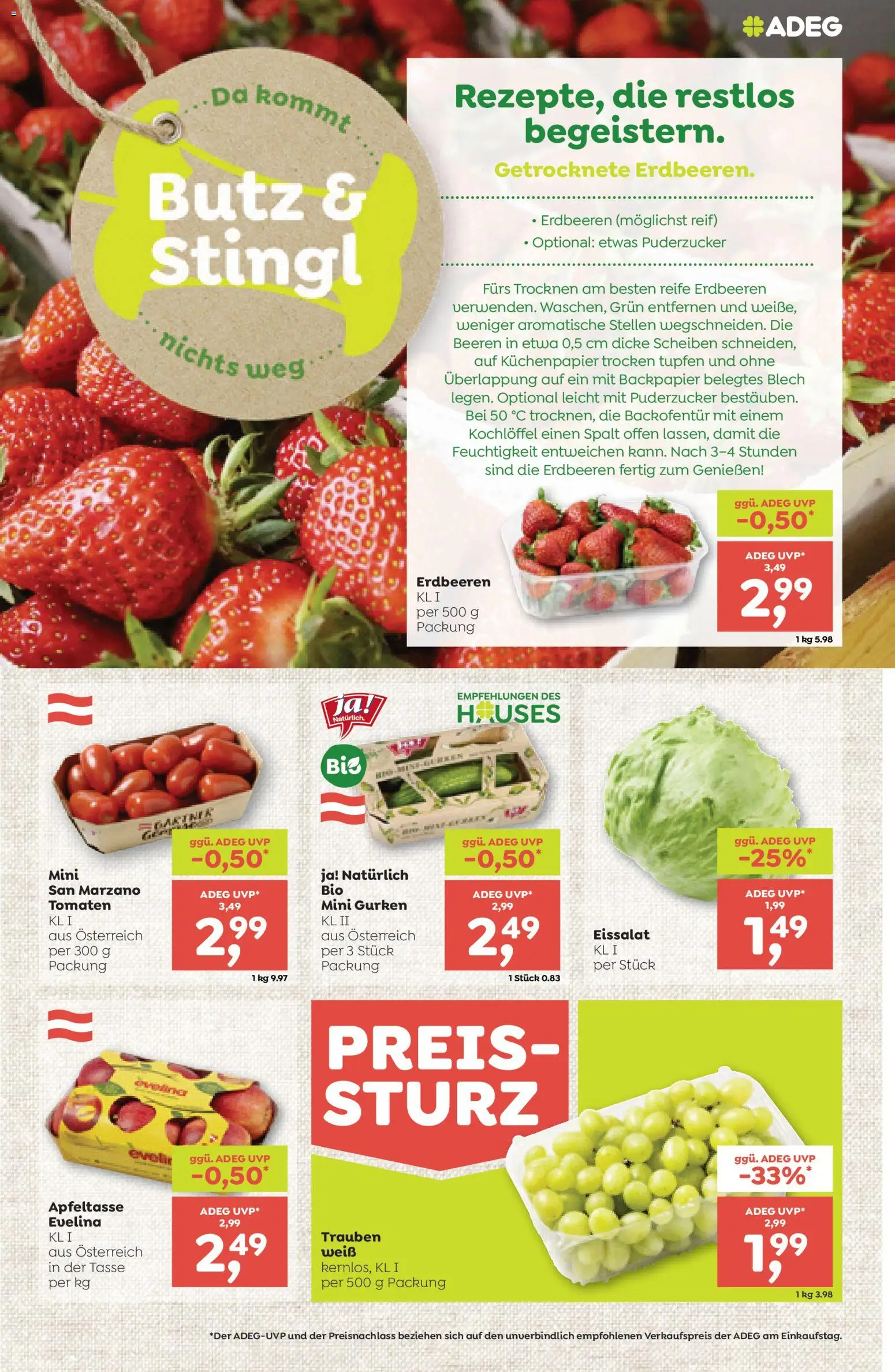 ADEG Flugblatt gültig ab 23.04.2026 | Seite: 3 | Produkte: Erdbeeren, Gurken, Tomaten