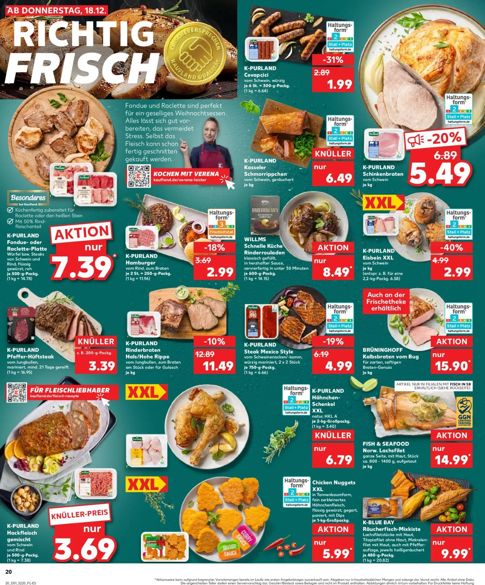 Kaufland prospekt Jena	 – gültig ab 21.12.2025 | Seite: 20 | Produkte: Rinderrouladen, Cevapcici, Fondue, Hackfleisch