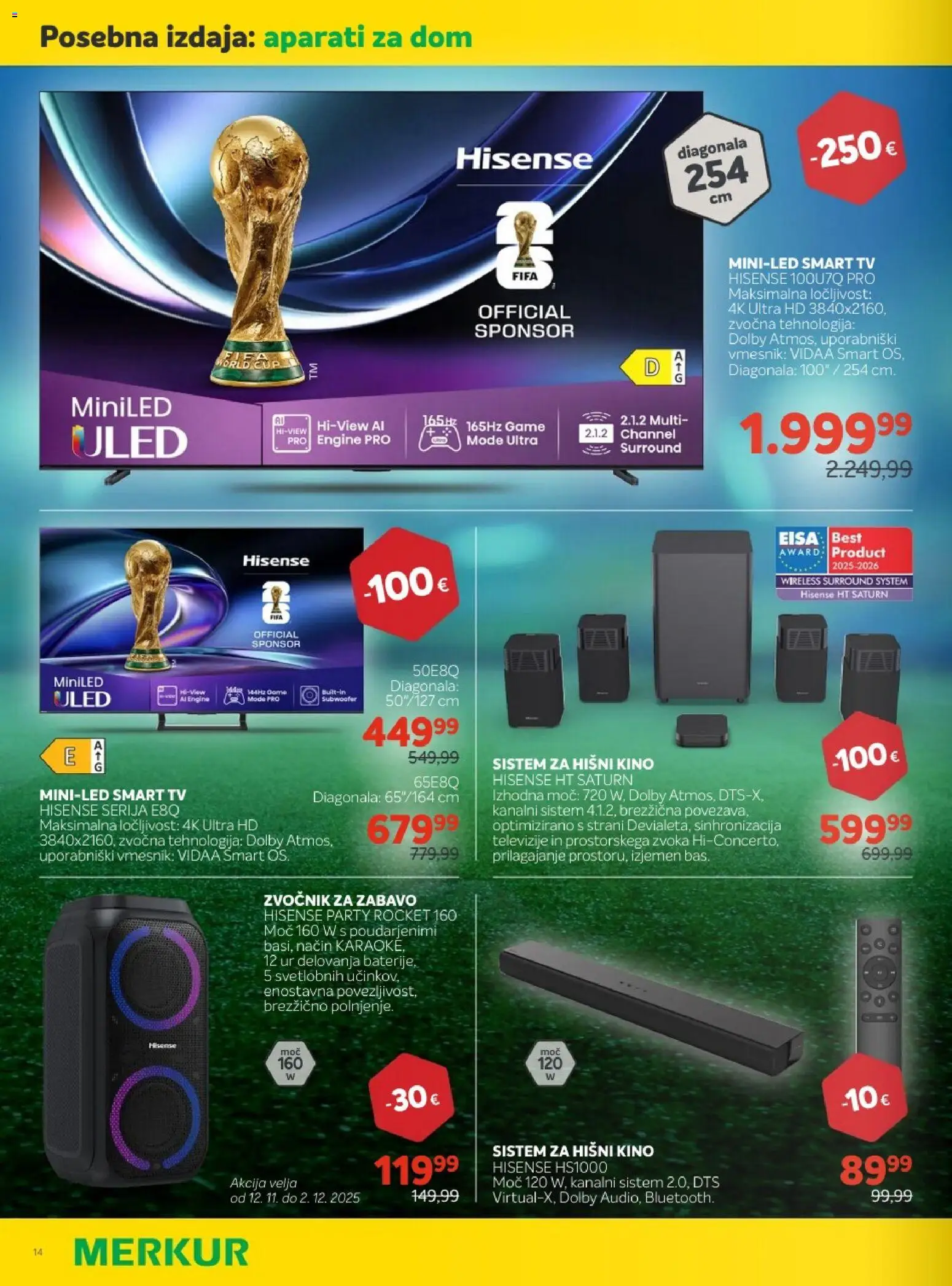Novi Merkur katalog ponudbe – veljaven od 12.11.2025 | Stran: 14 | Izdelki: Tv, Zvocnik