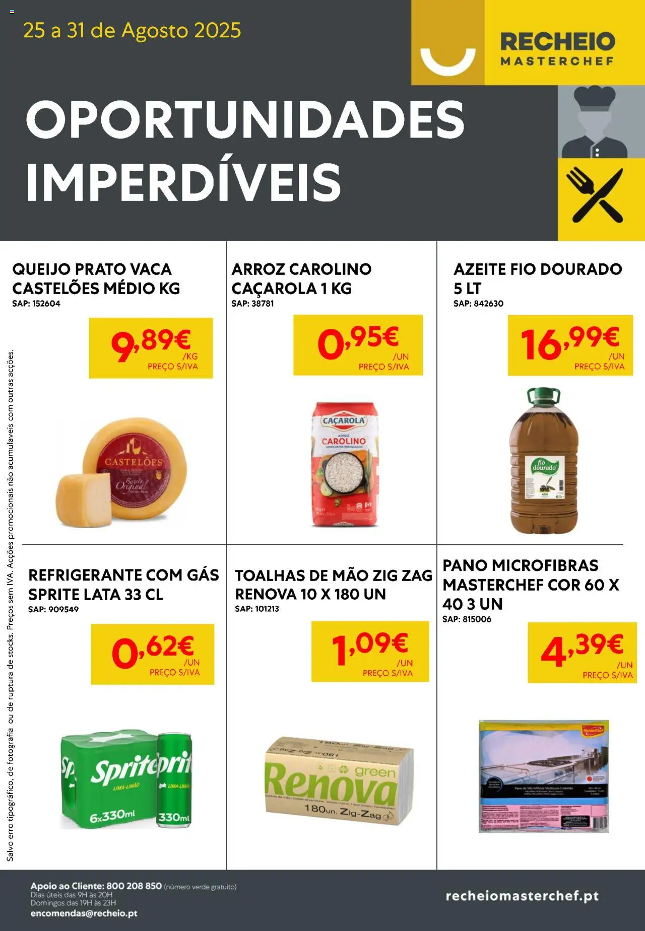 Recheio - Oportunidades Imperdíveis │ válido de 25.08.2025 | Página: 2 | Produtos: Refrigerante, Azeite, Queijo, Arroz
