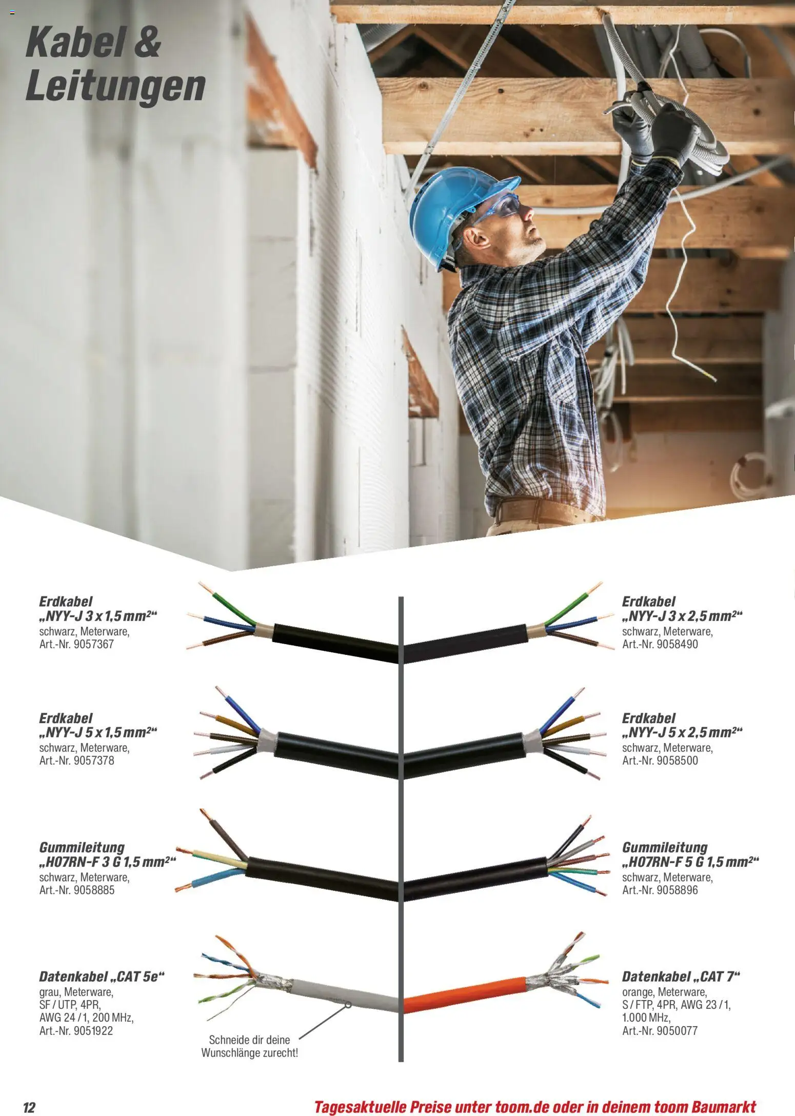 Toom Baumarkt Elektro-Installation 2026 – gültig ab 14.03.2026 | Seite: 12 | Produkte: Kabel