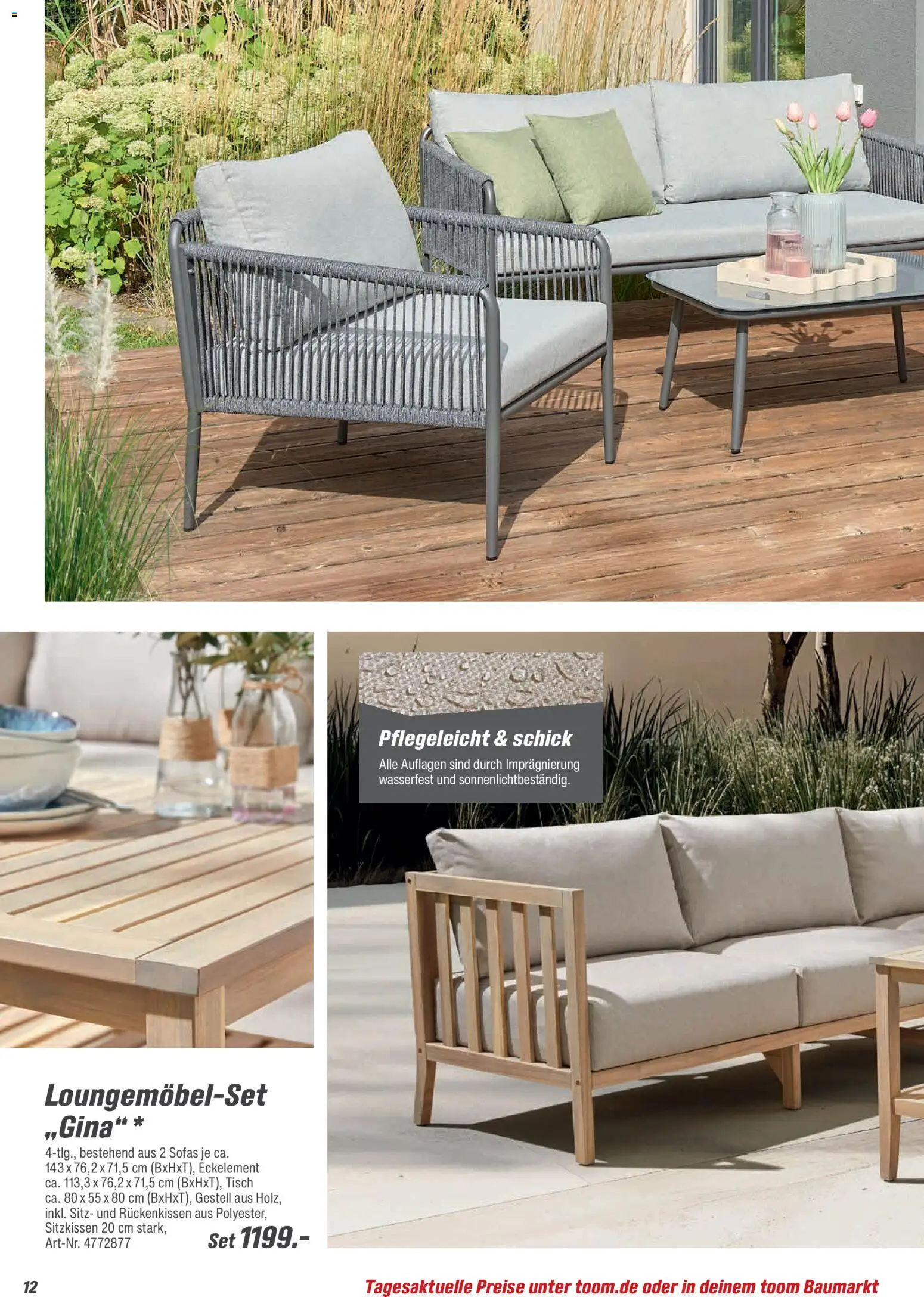 Toom Baumarkt  Gartenmöbel & Solar-Leuchten 2026 – gültig ab 01.01.2026 | Seite: 12 | Produkte: Tisch