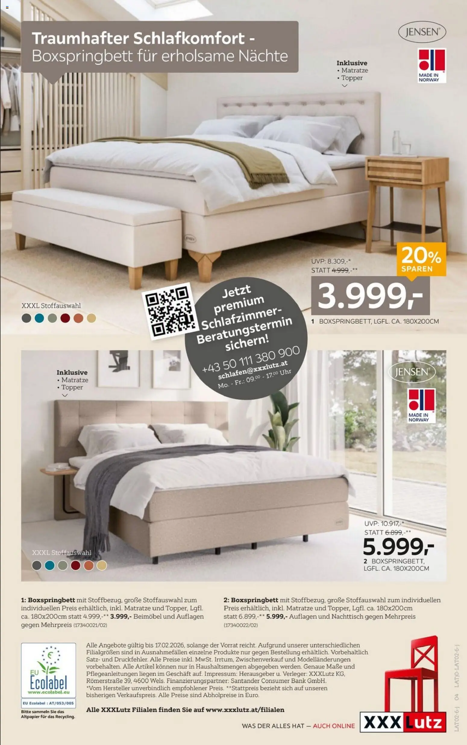 XXXLutz Schlafzimmer gültig ab 27.01.2026 | Seite: 4 | Produkte: Uhr, Matratze, Nachttisch