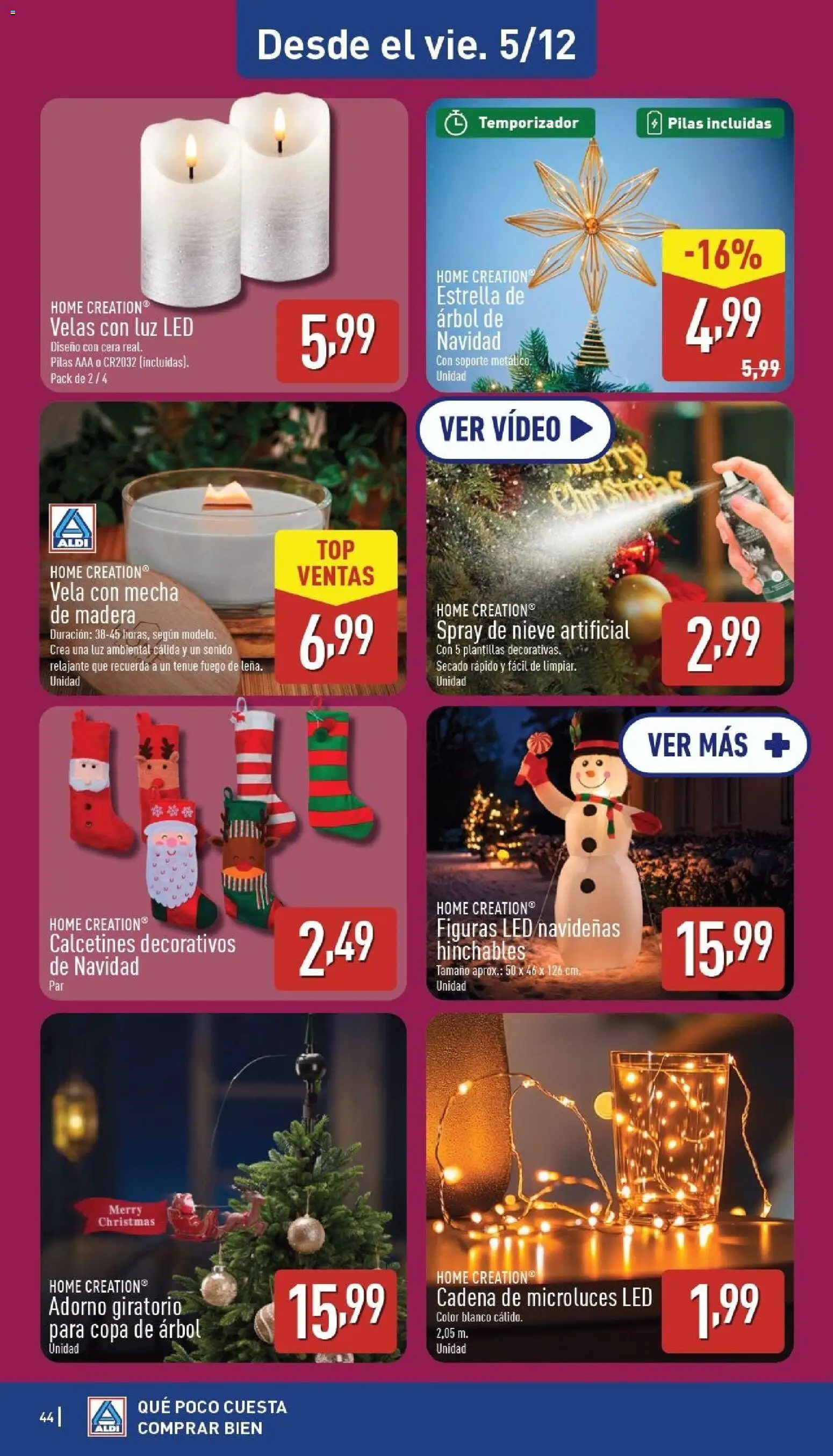 Aldi folleto Canarias │ válido desde el 01.12.2025 | Página: 44 | Productos: Video, Vela, Βραχιόλι