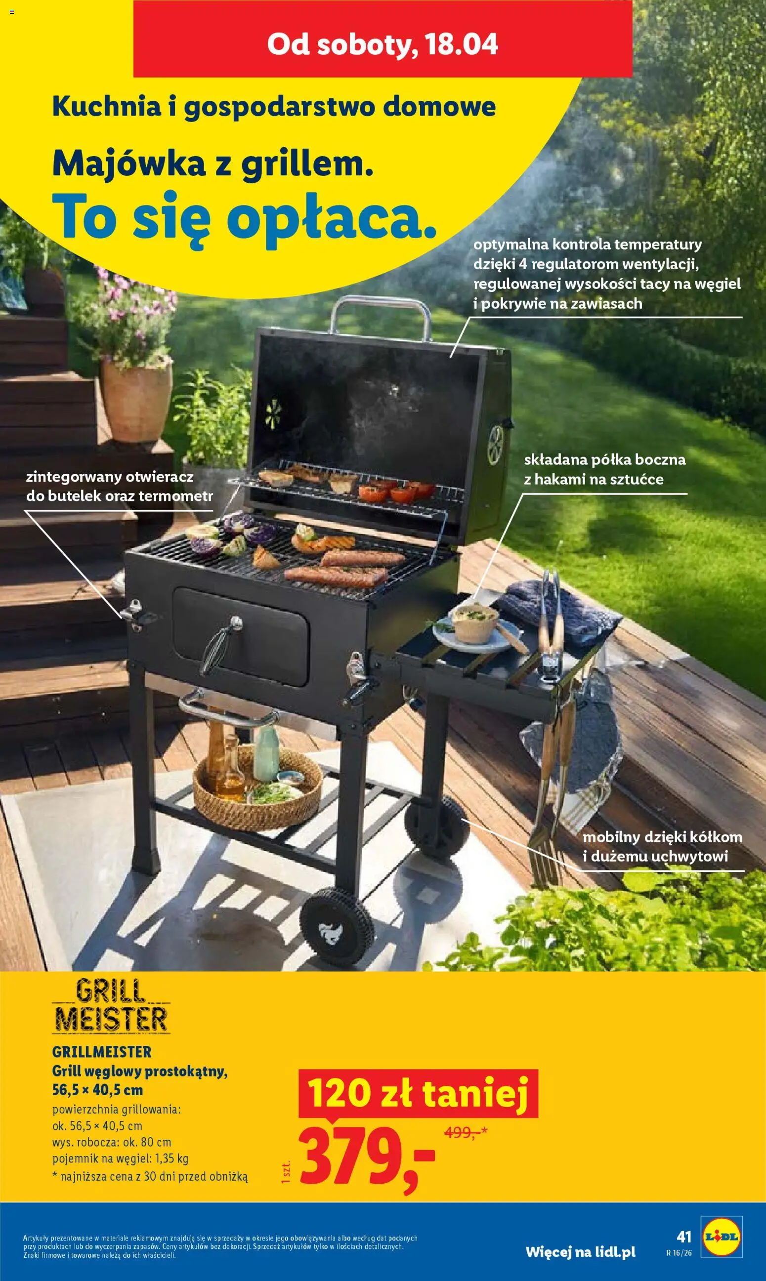 Lidl Katalog od 13.04.2026 | Strona: 47 | Produkty: Grill, Termometr, Półka, Sztućce