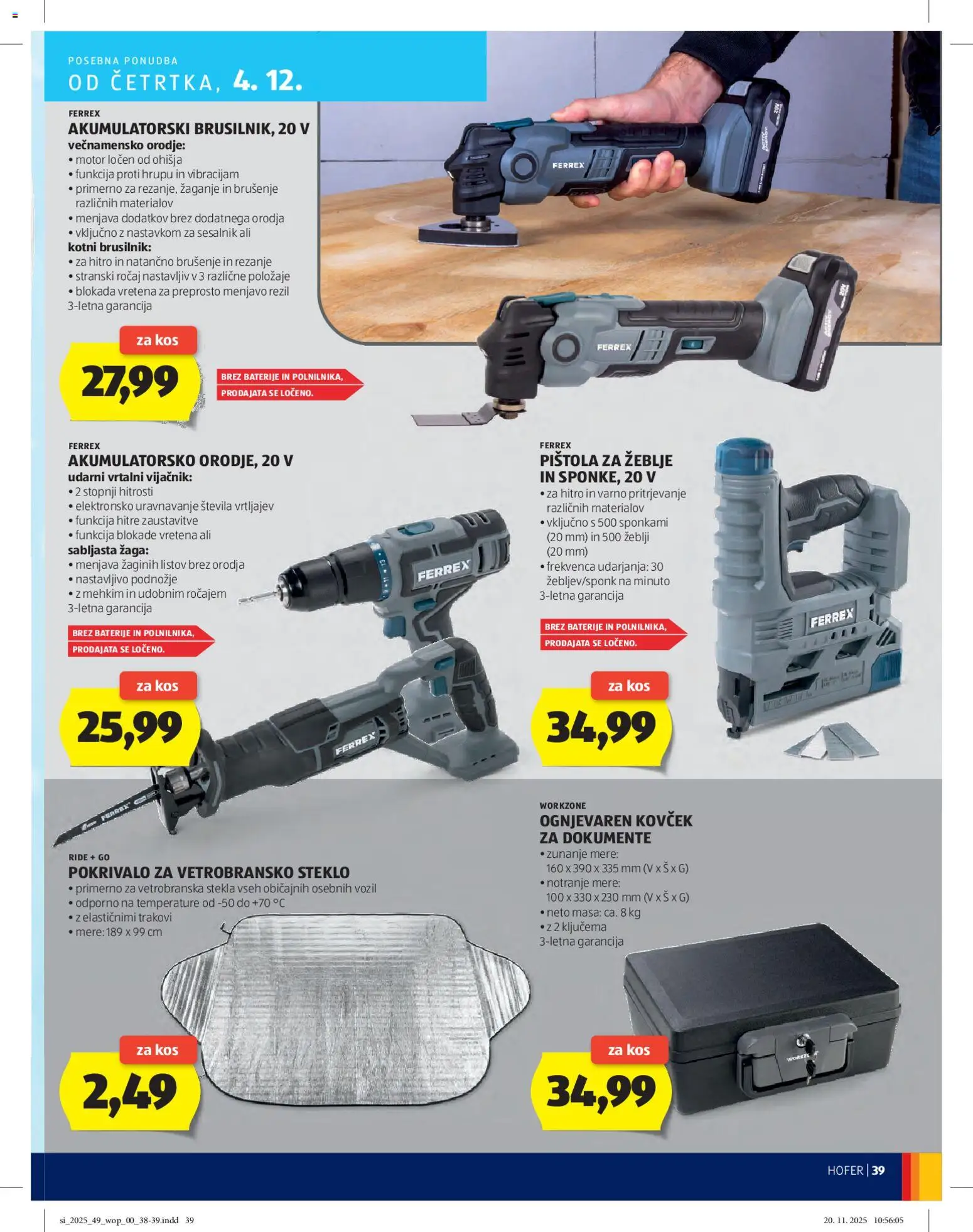 Novi Hofer katalog ponudbe – veljaven od 27.11.2025 | Stran: 39 | Izdelki: Orodje, Kos, Sesalnik, Brusilnik