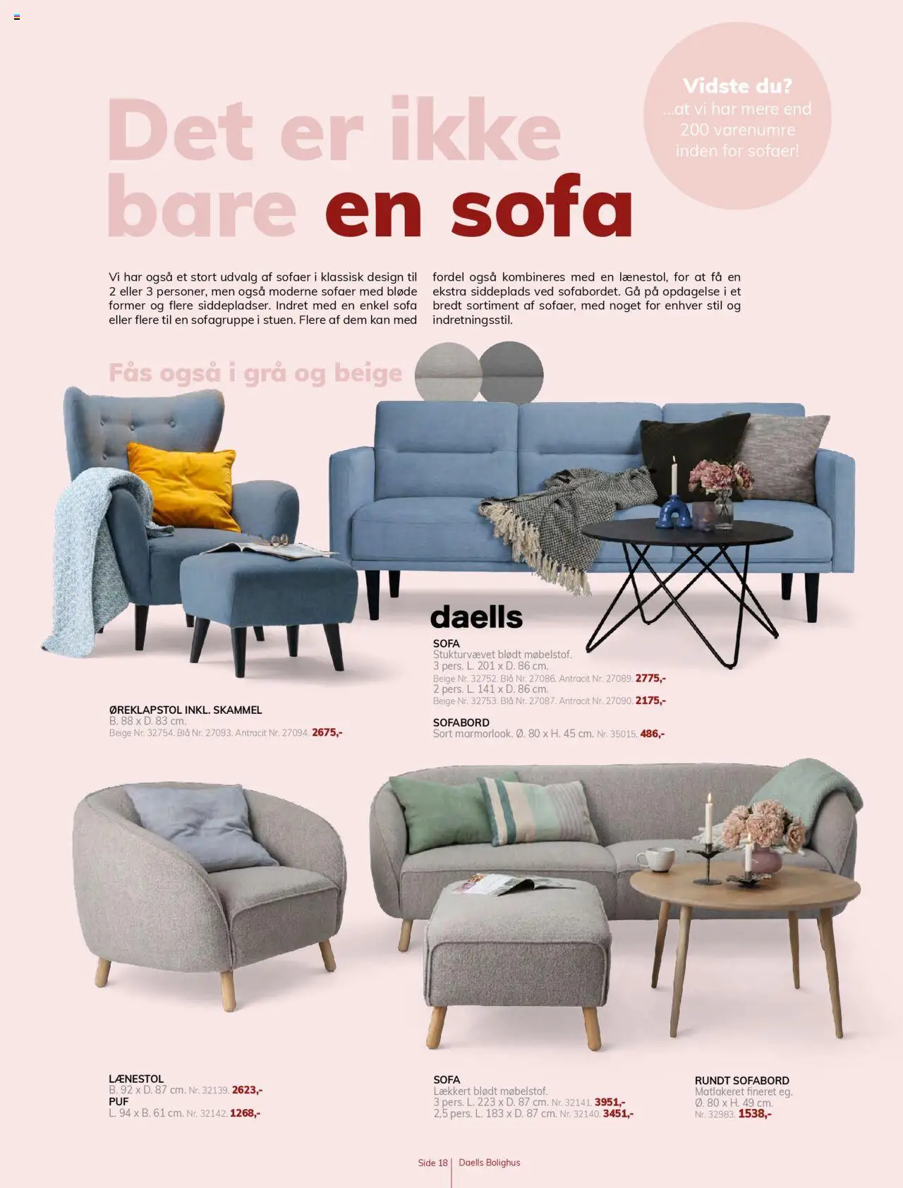 Daells Bolighus tilbudsavis – gyldig fra 14.08.2025 | Side: 18 | Produkter: En Sofa, Sofabord, Sofa, Lænestol