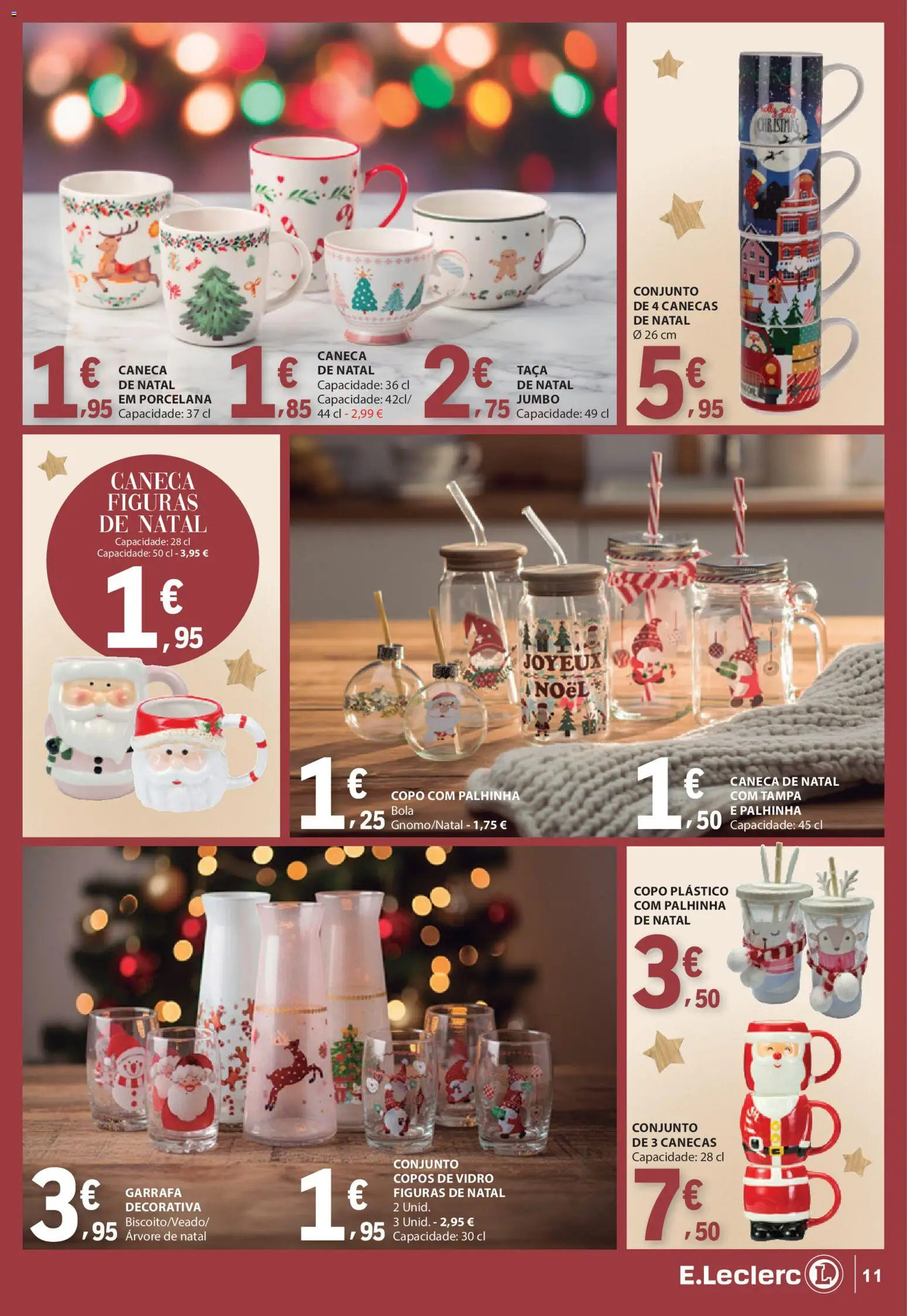 E.Leclerc - Folheto Natal │ válido de 04.11.2025 | Página: 11 | Produtos: Copos, Árvore de natal, Caneca