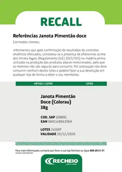 Pré-visualização Recheio - Atenção Recall válido de 24.04.2025 | Página: 3 | Produtos: Pimentão, Colorau