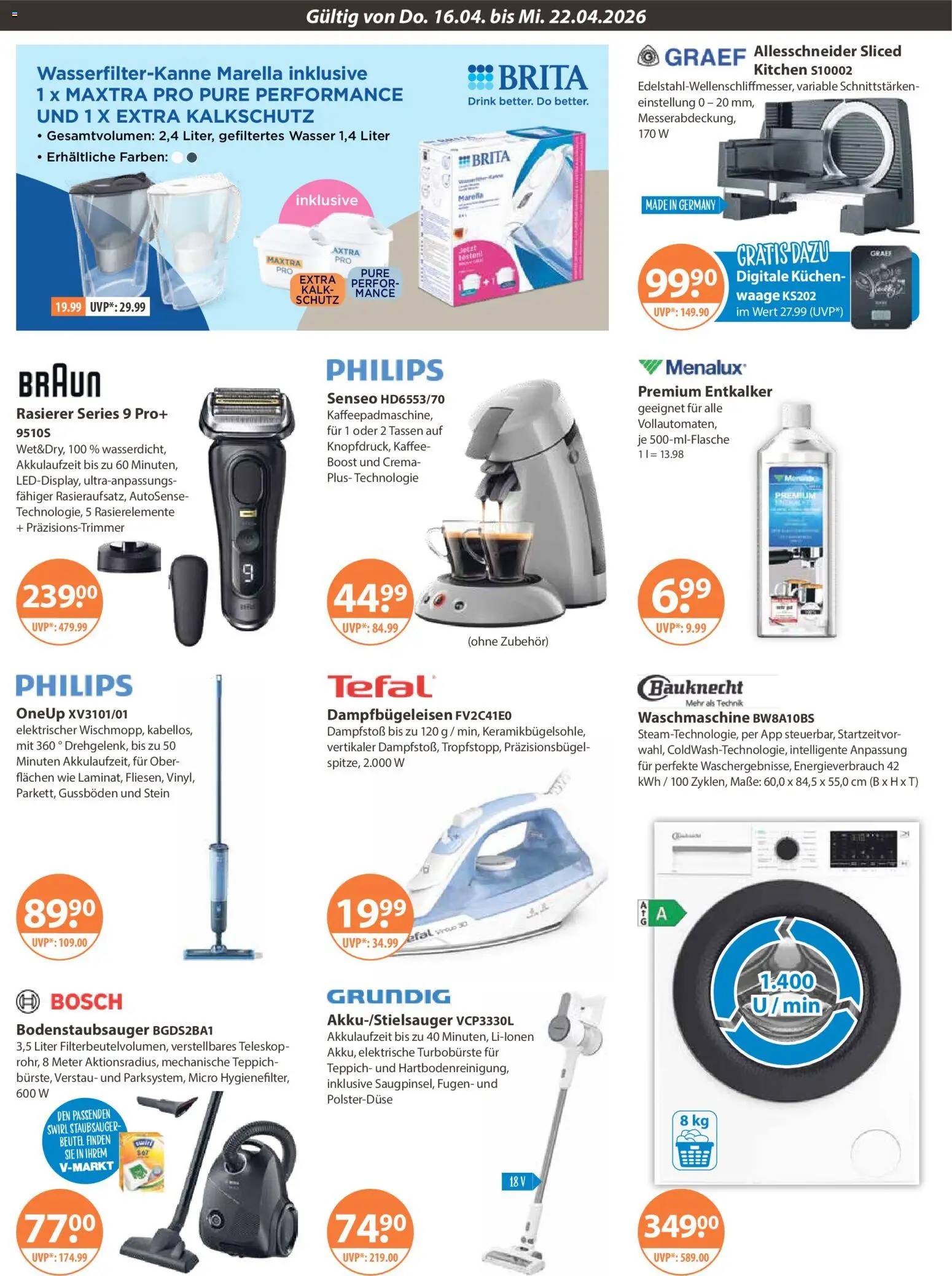 V-Markt Angebote – gültig ab 16.04.2026 | Seite: 18 | Produkte: Bosch, Rasierer, Kaffee, Teppich