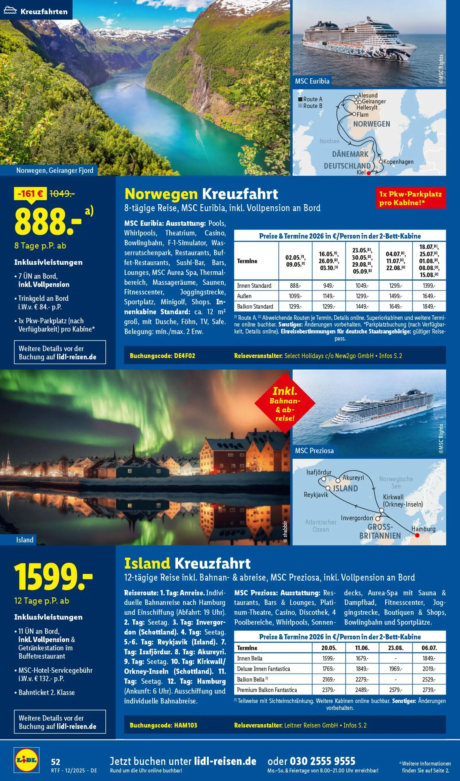 Lidl Reisen Dezember/Januar Reise-Highlights – gültig ab 12.12.2025 | Seite: 52 | Produkte: Uhr