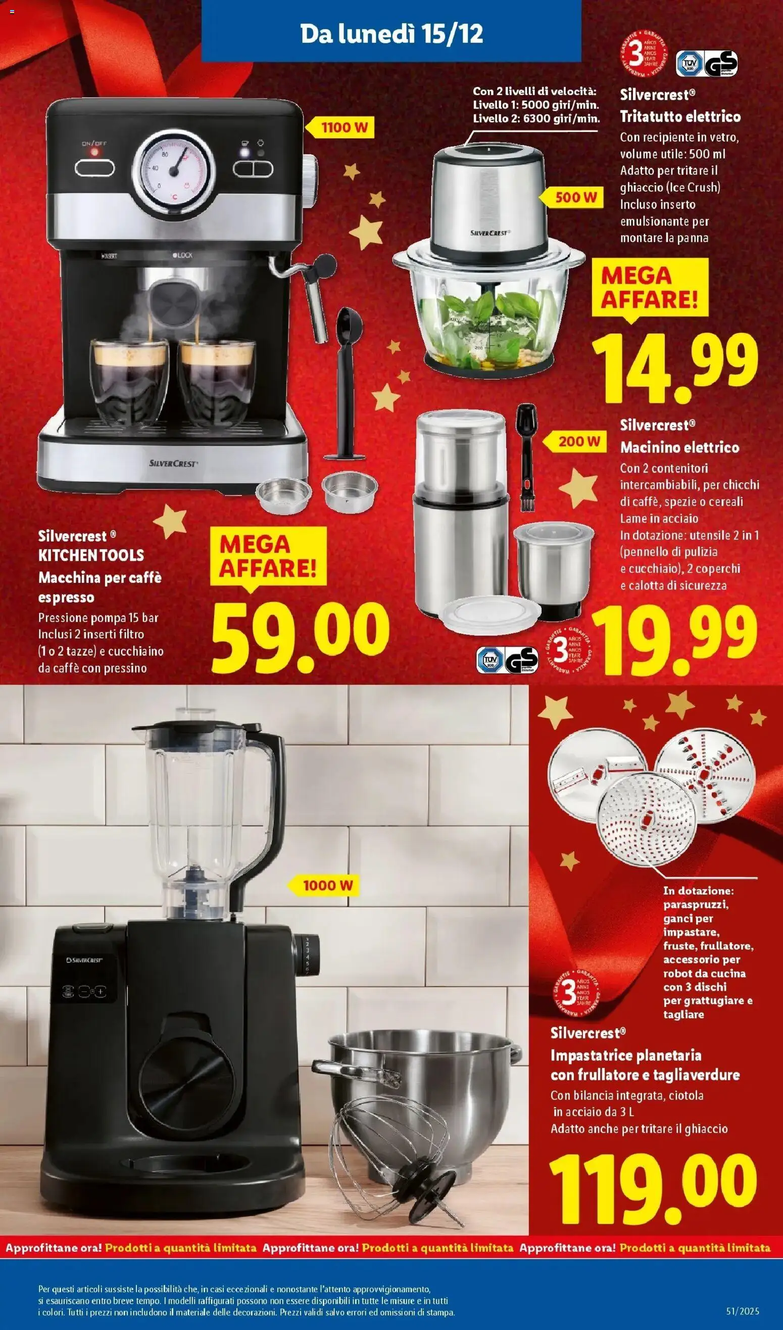 Volantino Lidl del 14.12.2025 | Pagina: 33 | Prodotti: Caffè, Impastatrice, Cereali, Grattugiare