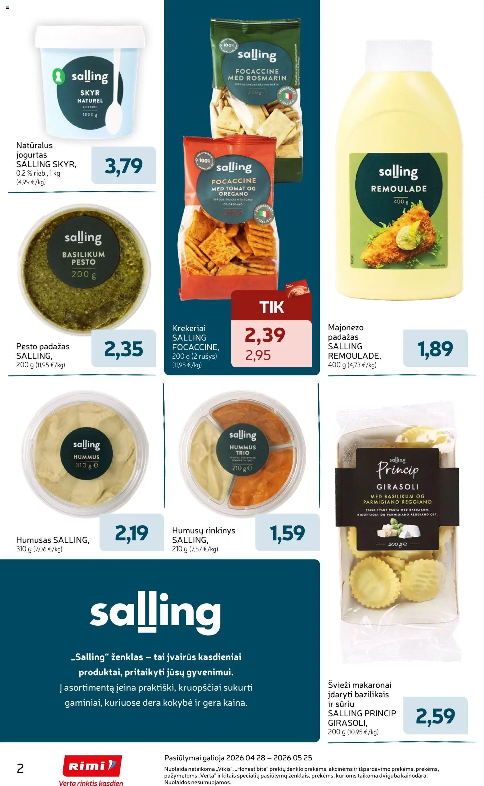 Rimi akcijos nuo 28.04.2026 | Puslapis: 2 | Prekių: Paprika, Dešrelės, Jogurtas, Makaronai