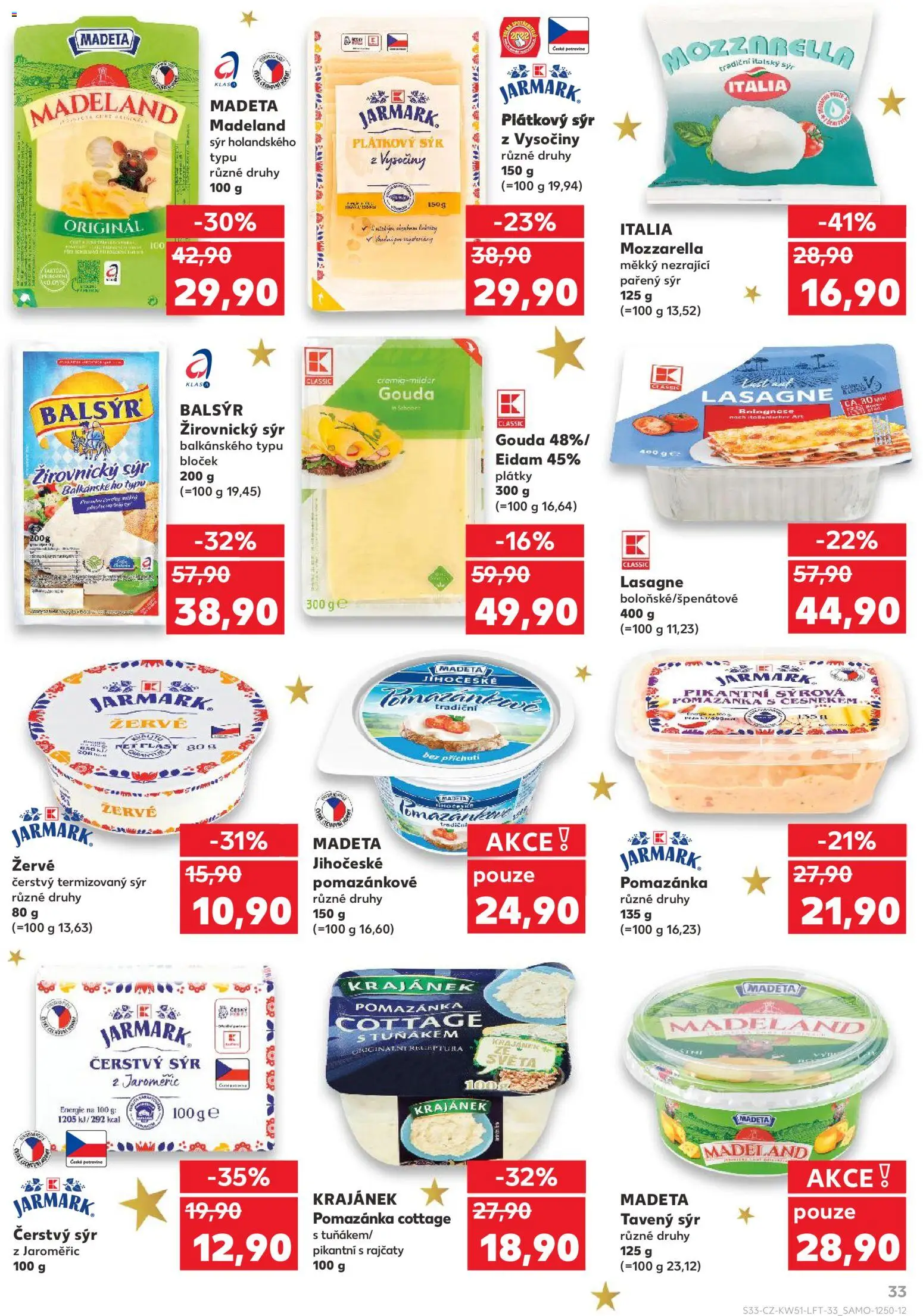 Kaufland leták - Brno od 17.12.2025 | Strana: 33 | Produkty: Tavený sýr, Sýr, Madeland Madeta, Pomazánka