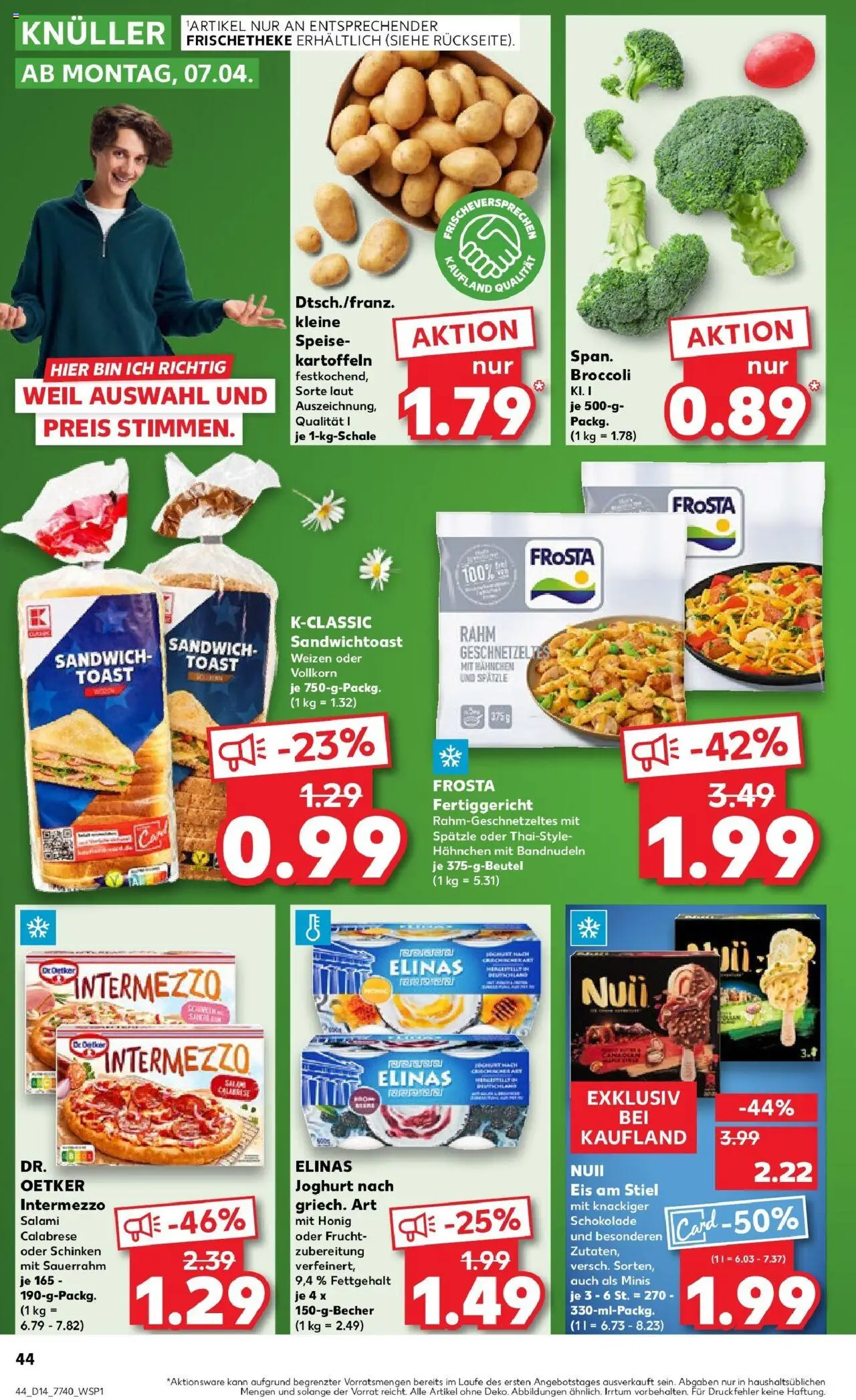 Kaufland - Nürnberg, Fürther Straße 187 - gültig ab dem 03.04.2025 | Seite: 44 | Produkte: Hahnchen, Salami, Sauerrahm, Eis