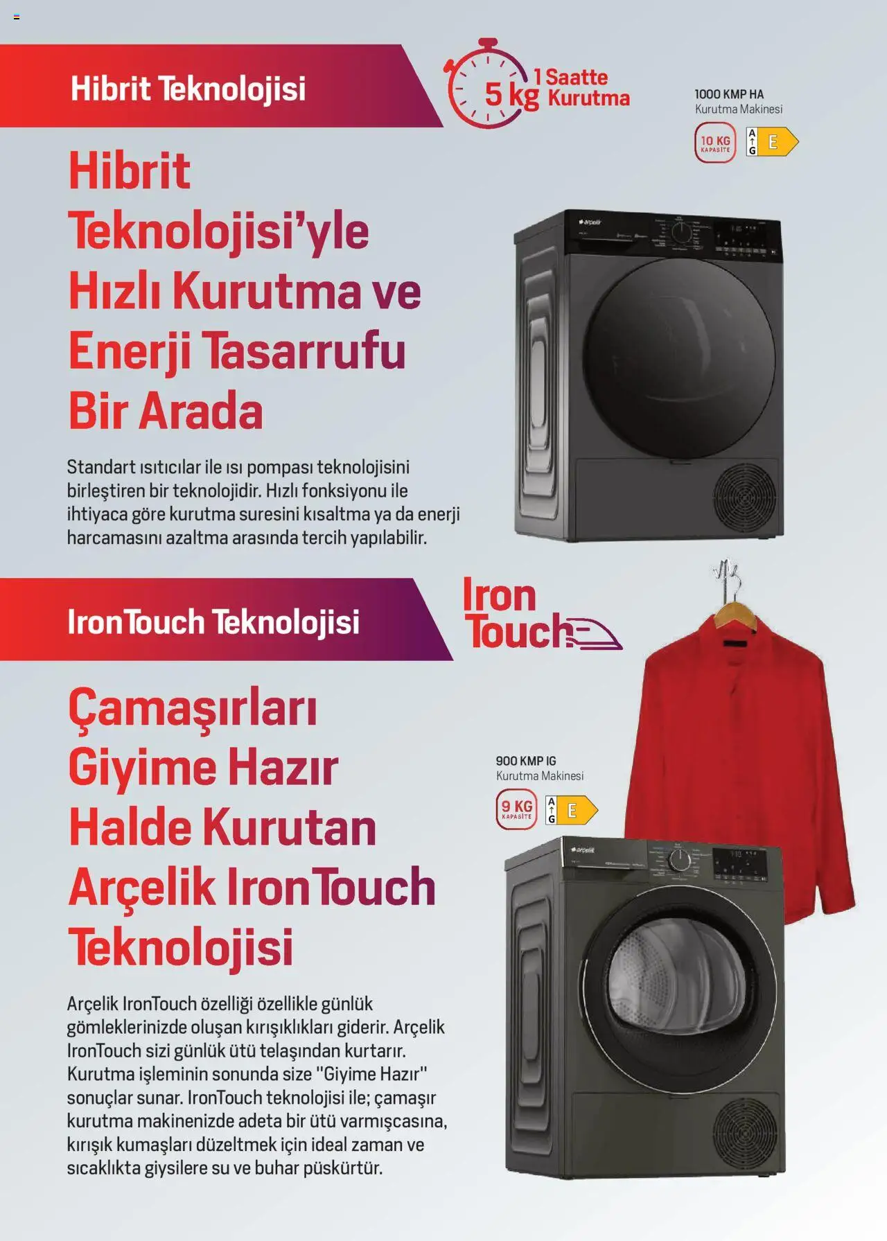Arçelik Katalog - 16.09.2025 tarihinden itibaren geçerlidir | Sayfa: 21 | Ürünler: Kurutma makinesi, Su, Ütü