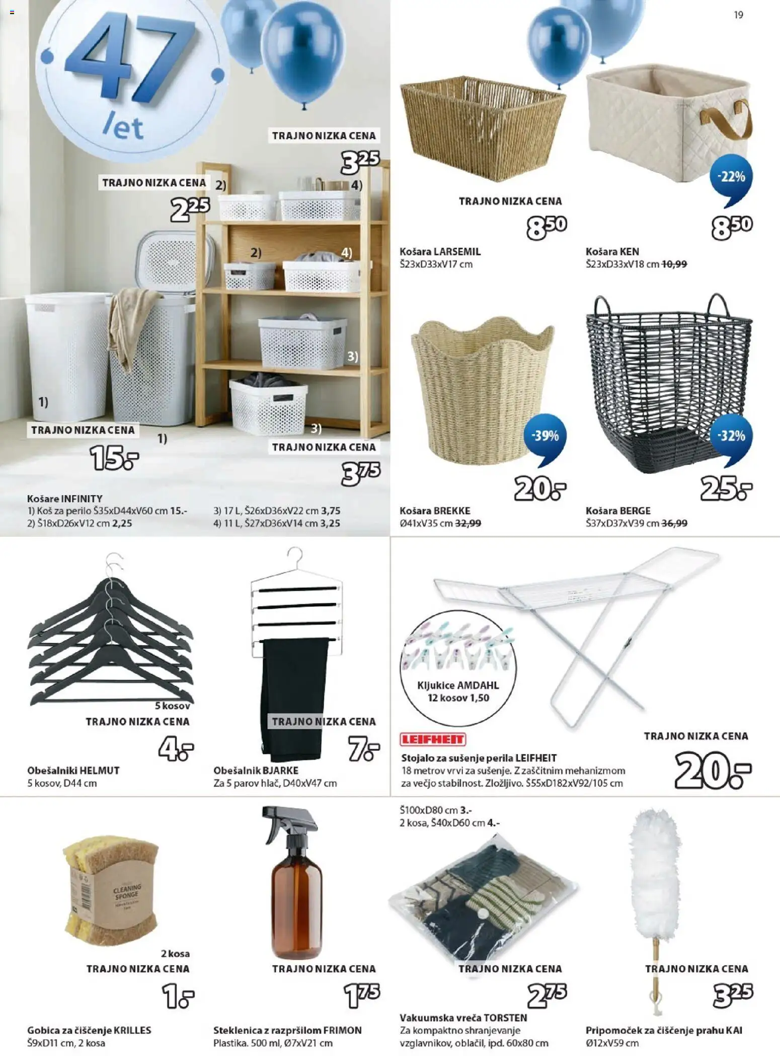 Novi JYSK katalog ponudbe – veljaven od 22.04.2026 | Stran: 19 | Izdelki: Košara, Koš za perilo, Kos, Gobica