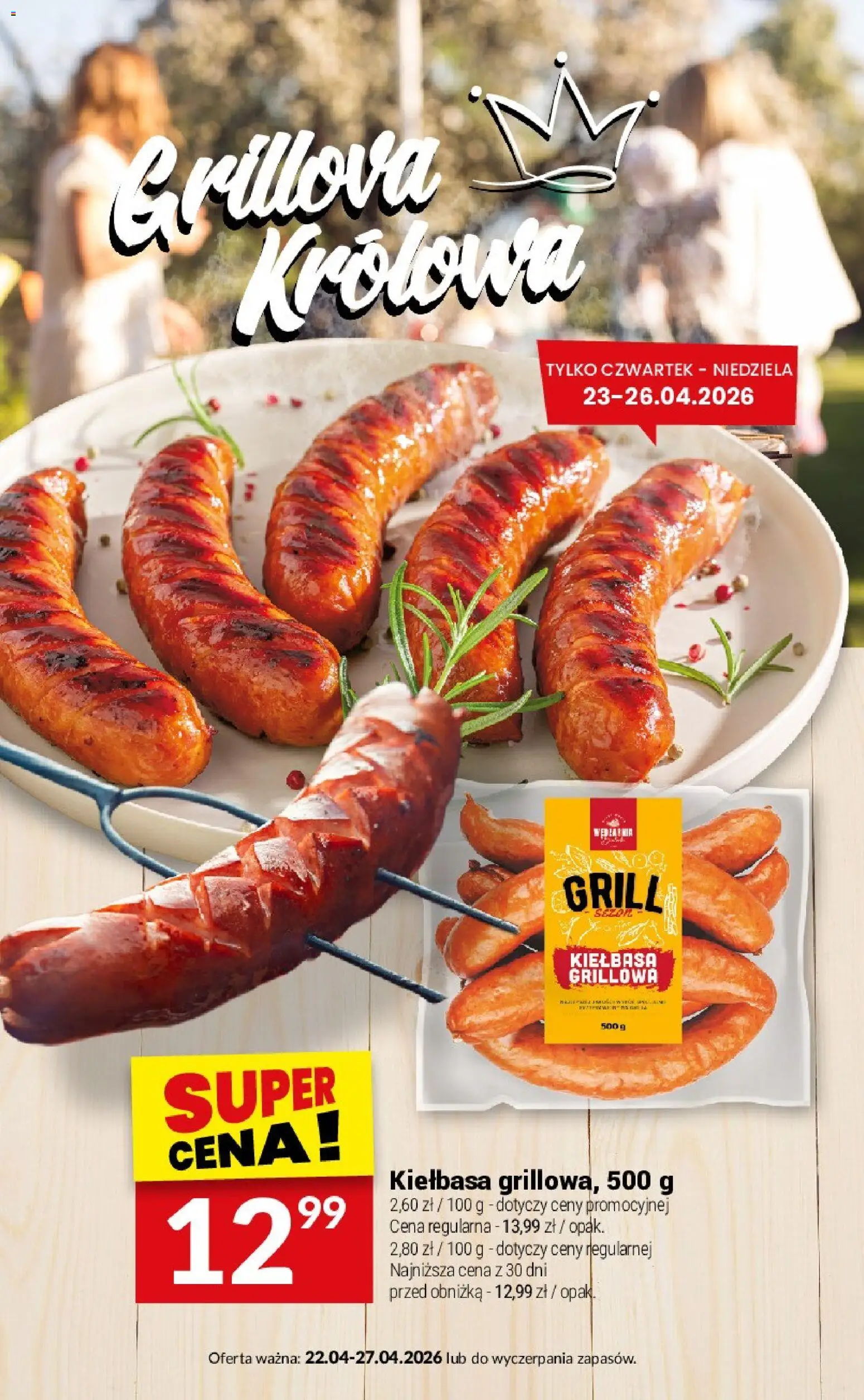 Twój Market gazetka - Rozpalamy Sezon na Grila od 22.04.2026 | Strona: 4 | Produkty: Kiełbasa, Grill