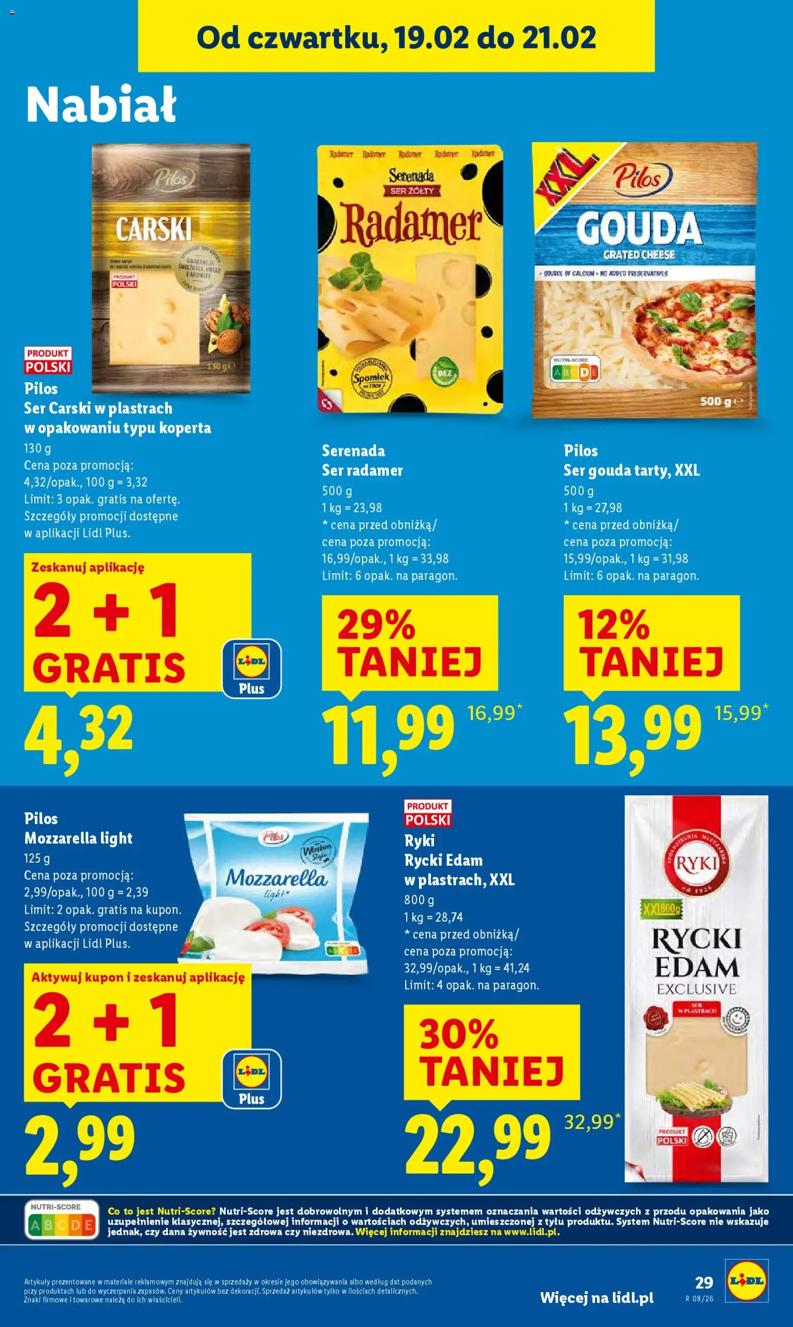 Lidl Polsko leták od 19.02.2026 | Strana: 29 | Produkty: Gouda, Mozzarella light, Mozzarella