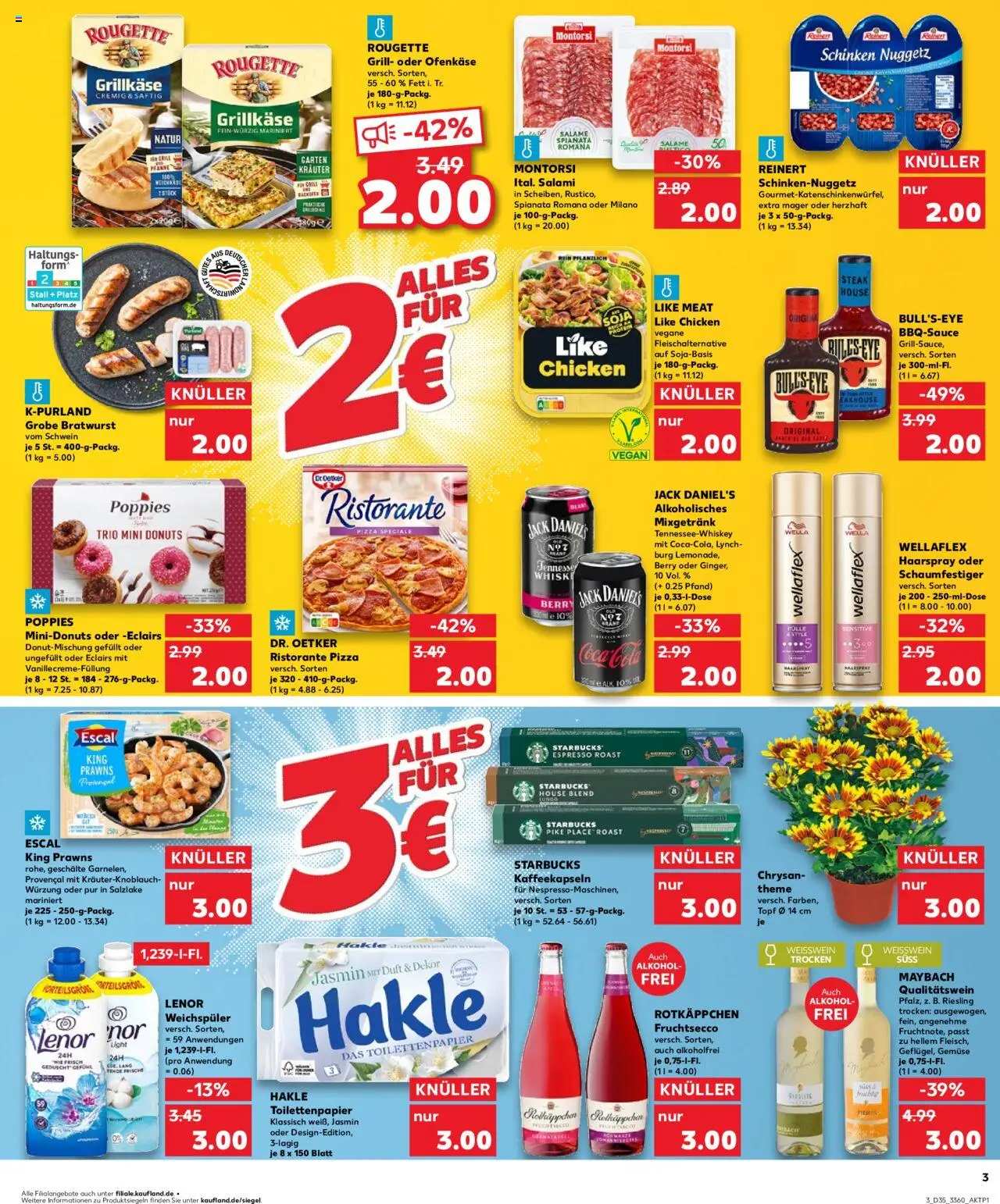 Kaufland prospekt Frankfurt (Oder)	 - gültig ab dem 28.08.2025 | Seite: 3 | Produkte: Lenor, Starbucks, Donuts, Schinken