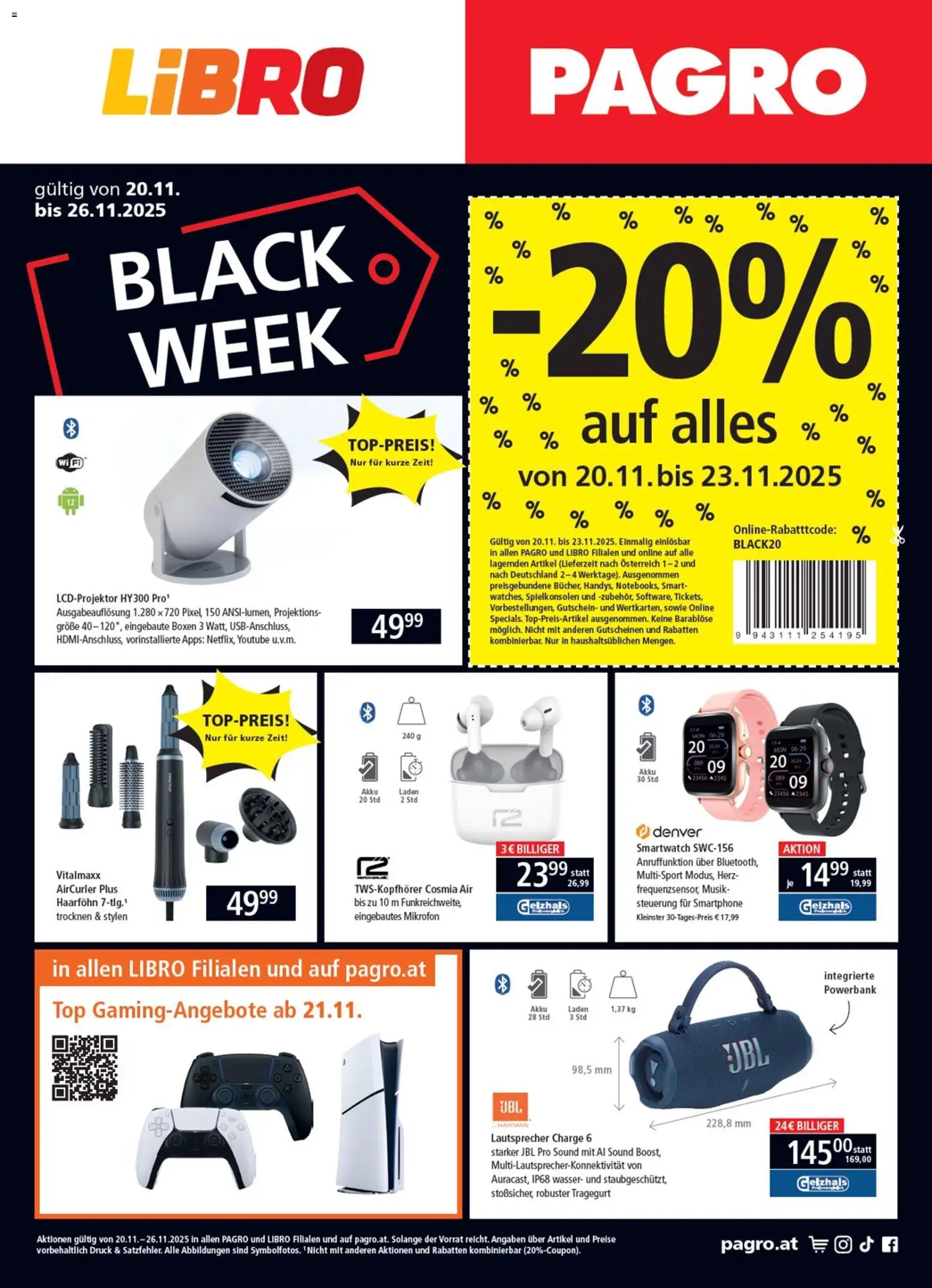 Libro - Black Friday gültig ab 20.11.2025 | Seite: 1 | Produkte: Smartphone, Mikrofon, Lautsprecher, Smartwatch