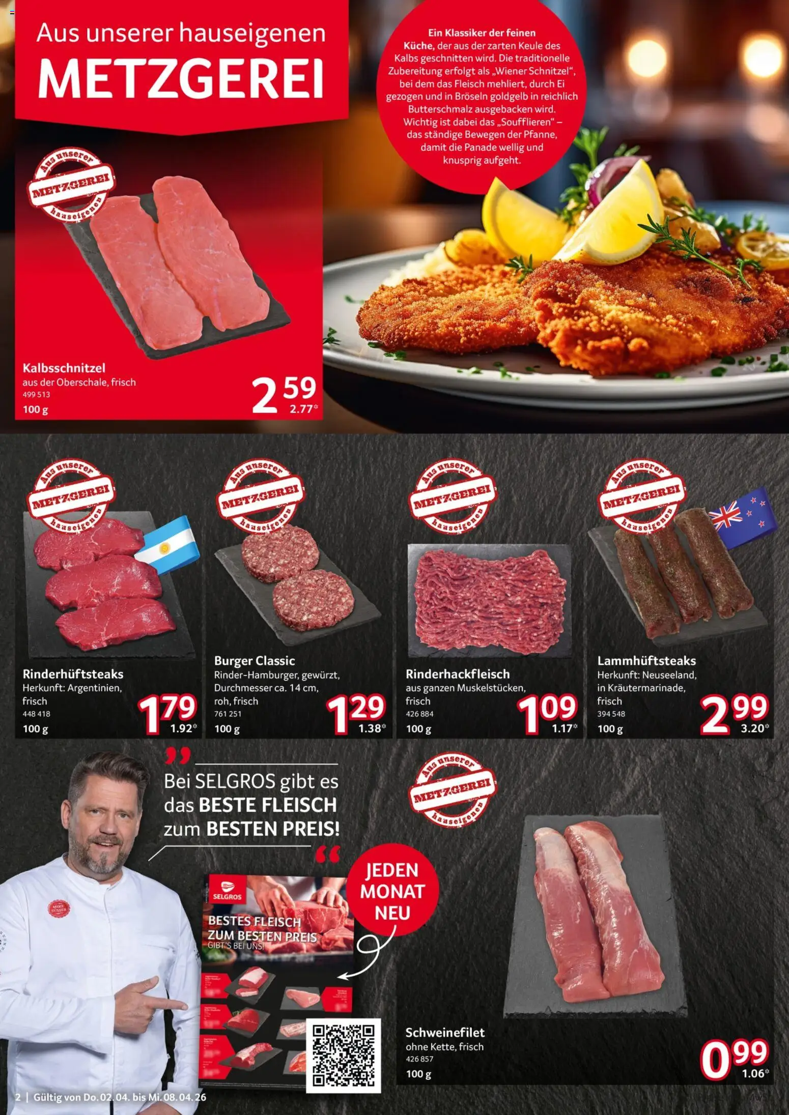 Selgros Prospekt 	 – gültig ab 02.04.2026 | Seite: 2 | Produkte: Butterschmalz, Burger, Schweinefilet, Fleisch