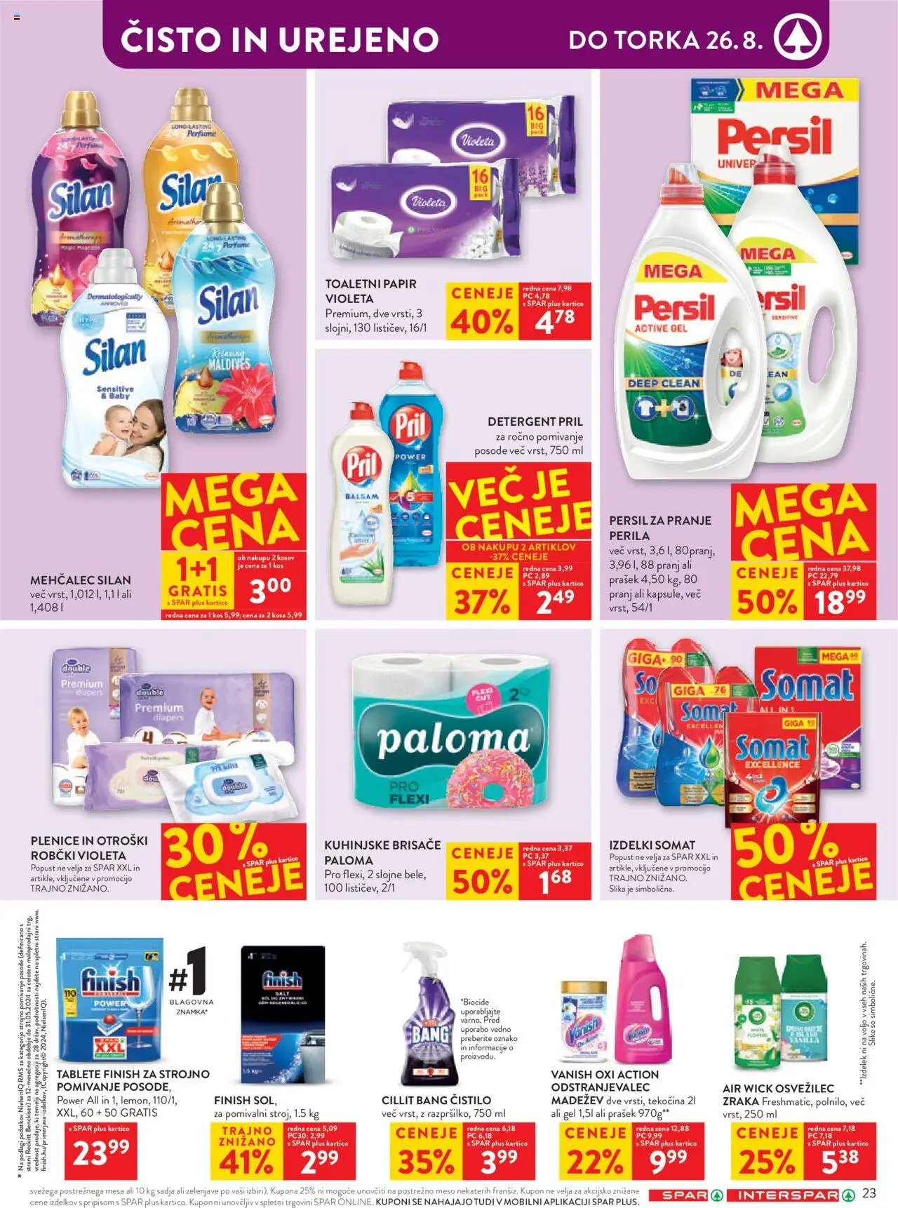 Spar katalog 34/25 │ velja od 20.08.2025 | Stran: 28 | Izdelki: Plenice, Robčki, Kuhinjske brisače, Odstranjevalec madezev