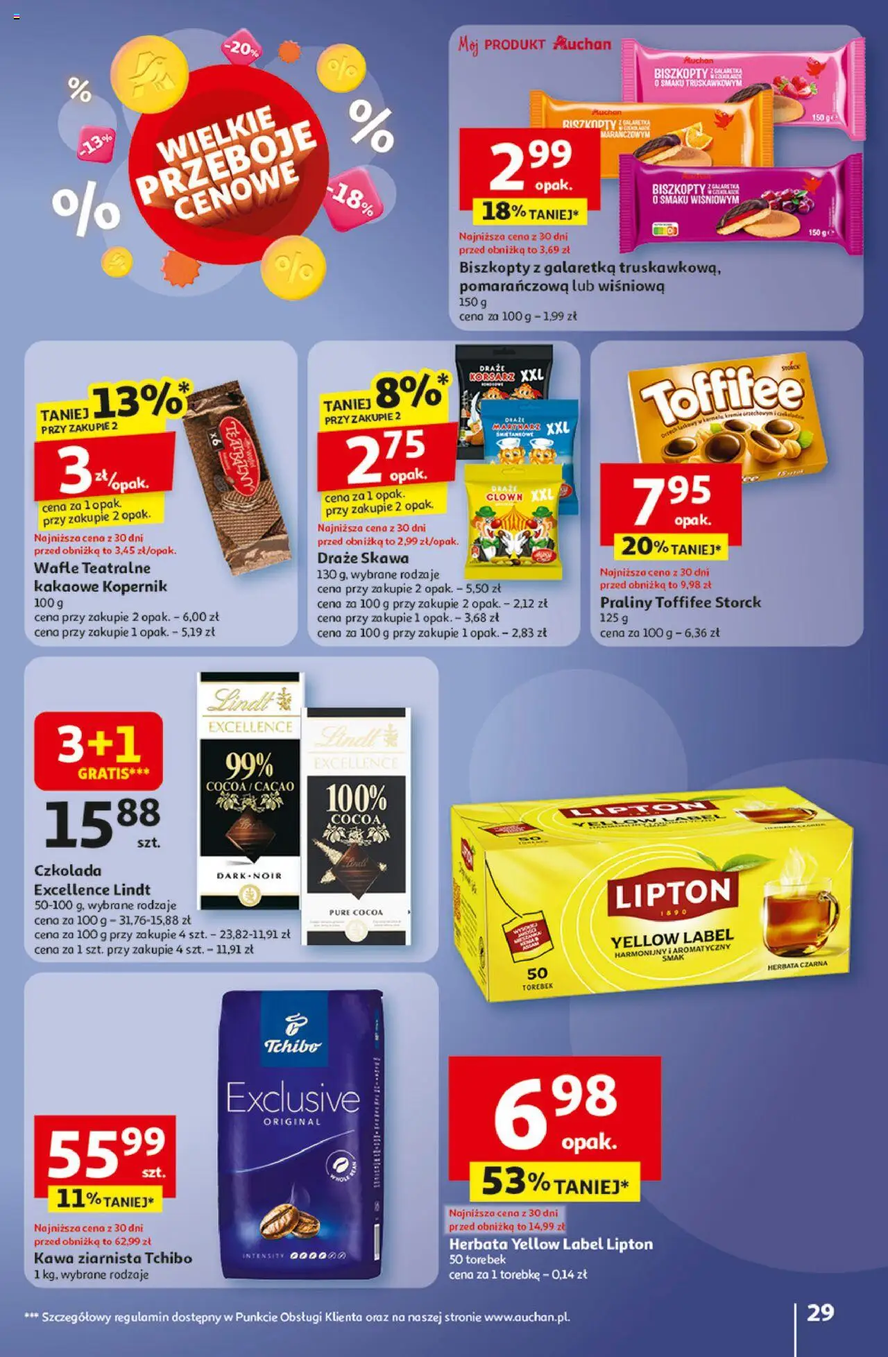 Auchan Gazetka - Wielkie przeboje cenowe Hipermarket od 02.10.2025 | Strona: 29 | Produkty: Wafle, Praliny, Toffifee, Kawa