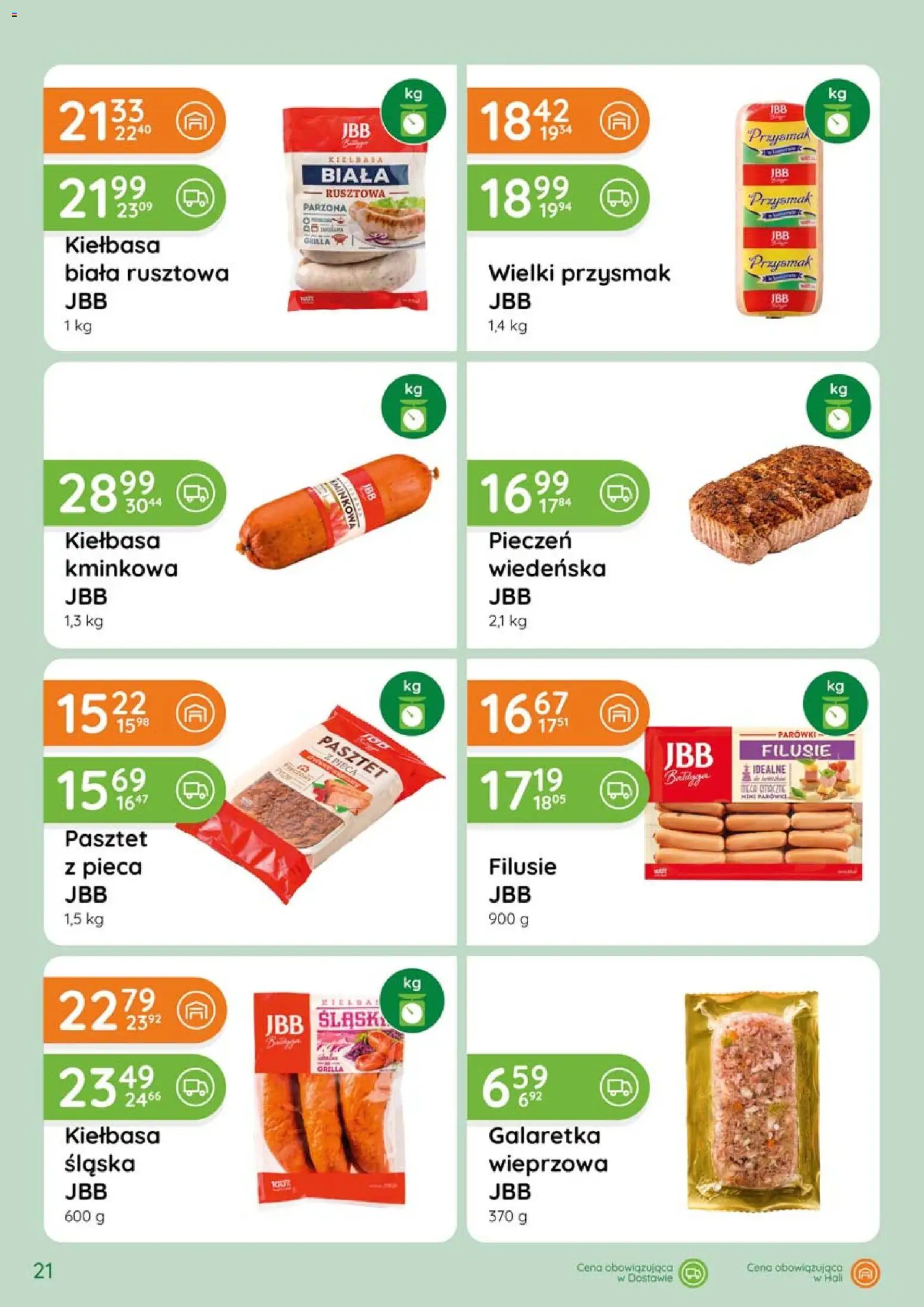 Eurocash gazetka - Katalog Wędlin od 02.04.2026 | Strona: 21 | Produkty: Kiełbasa, Galaretka, Parówki