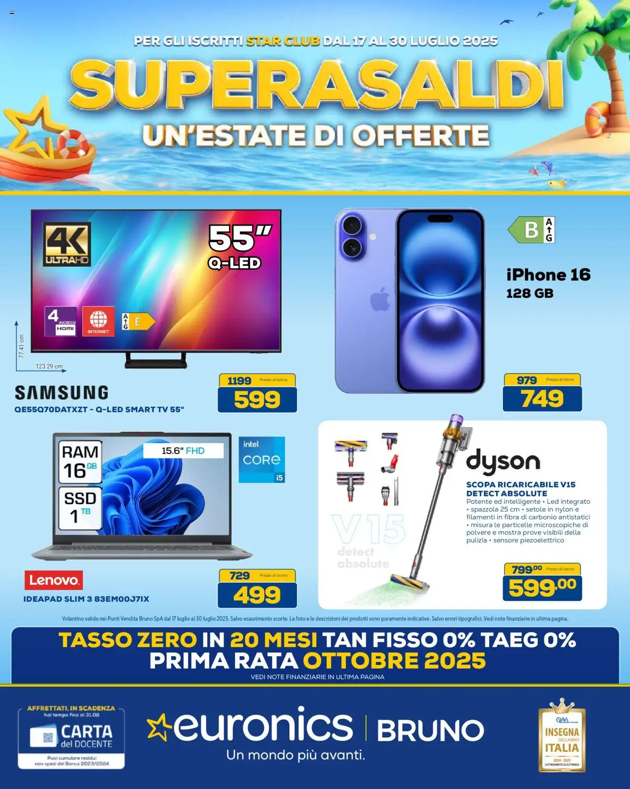 Volantino Euronics del 17.07.2025 | Pagina: 1 | Prodotti: smart TV, Scopa, TV, Samsung