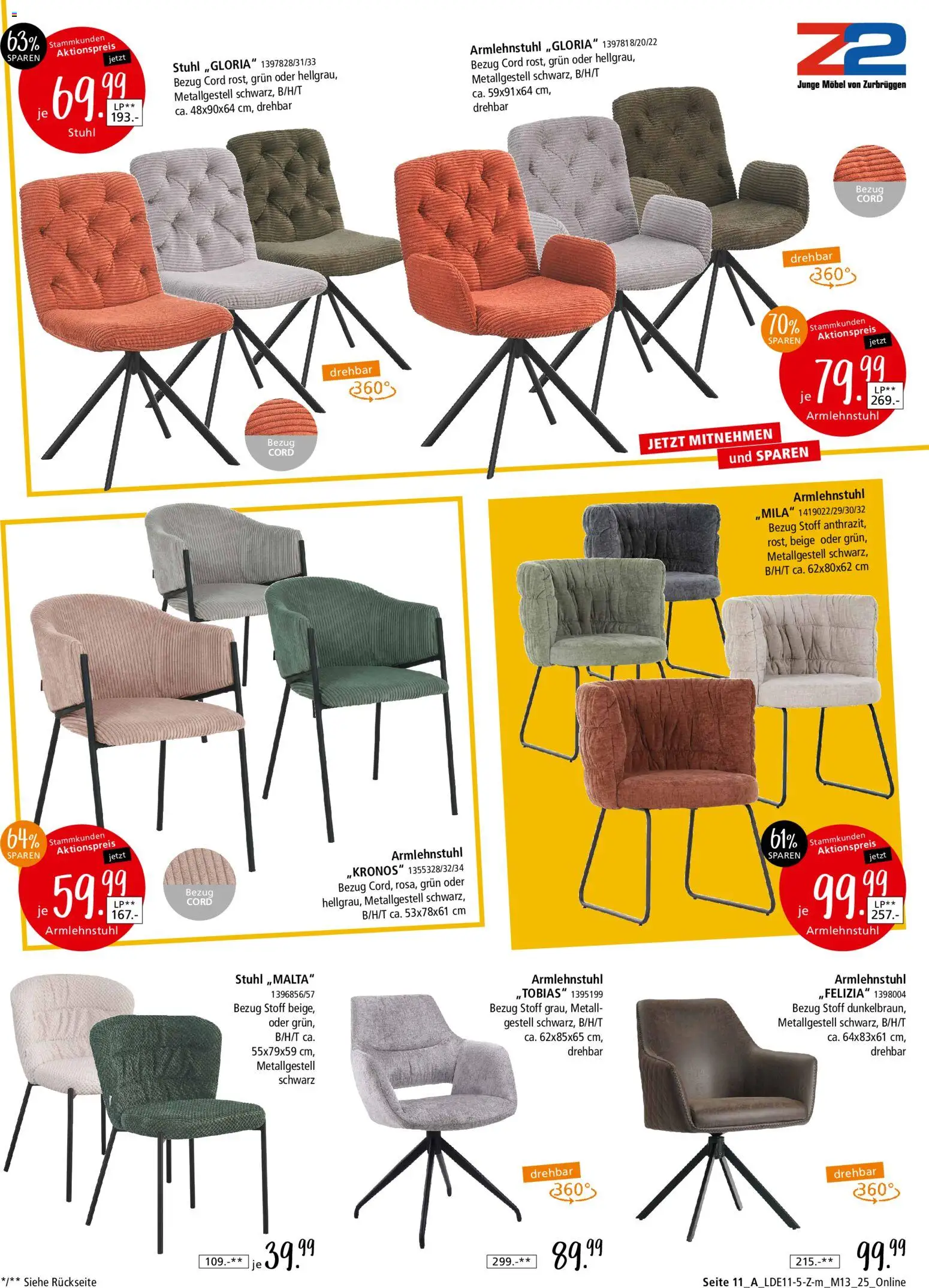 Zurbrüggen Z2-Junges Wohnen – gültig ab 08.11.2025 | Seite: 21 | Produkte: Stuhl