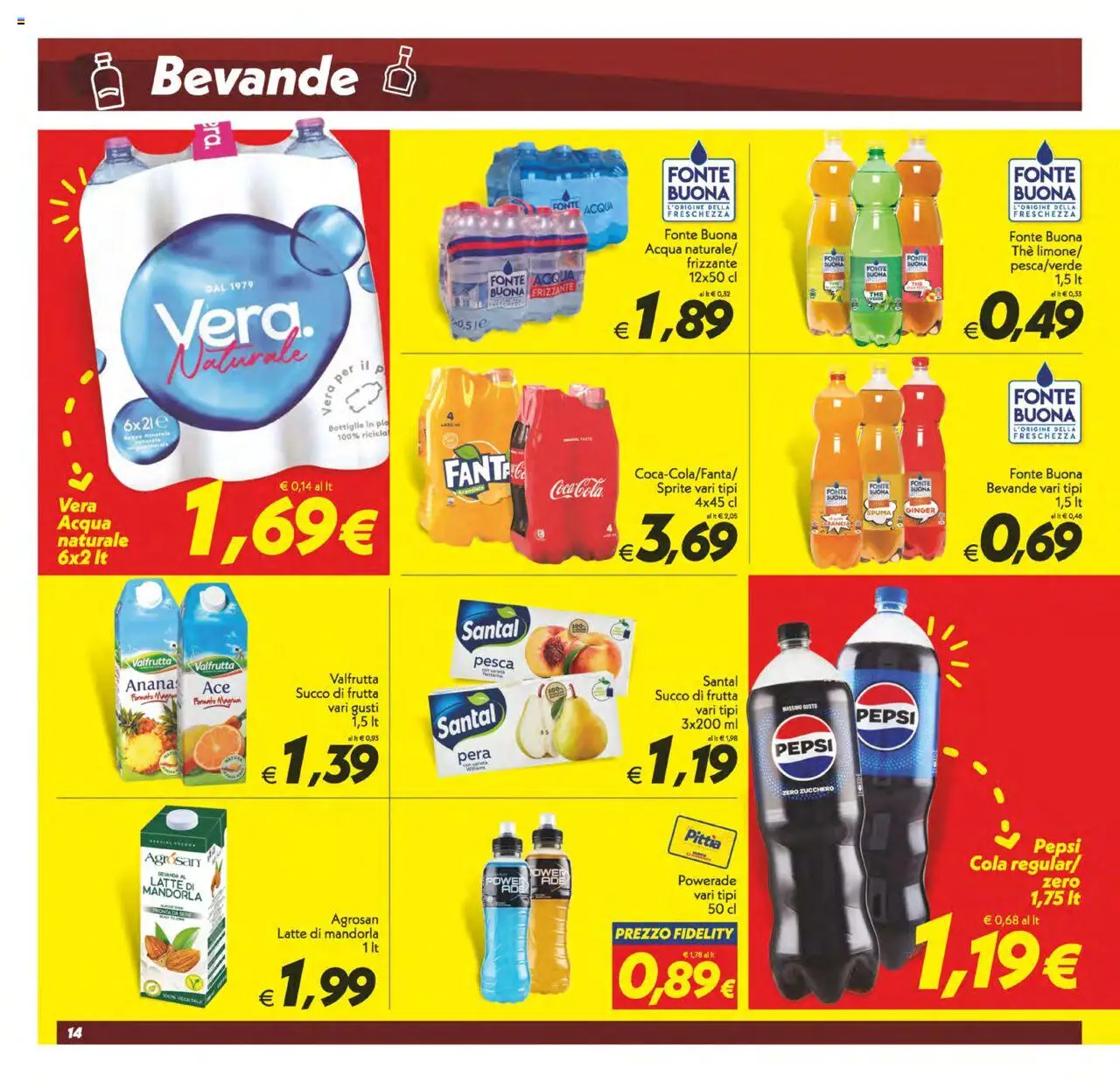 Volantino SuperConveniente del 12.09.2025 | Pagina: 14 | Prodotti: Acqua, Zucchero, Pesca, Succo di frutta