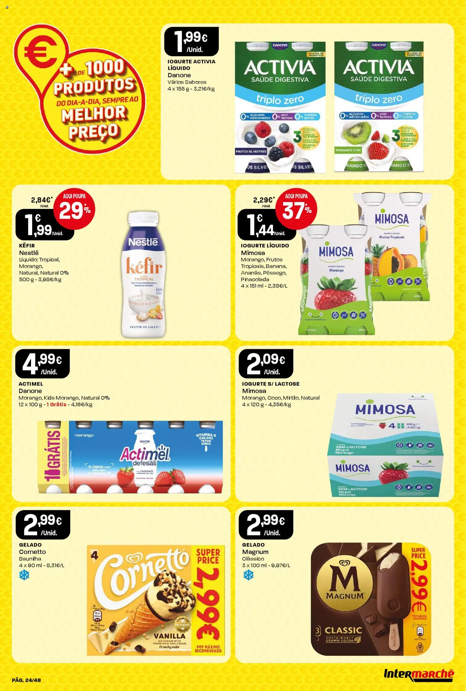 Intermarché folheto │ válido de 06.11.2025 | Página: 24 | Produtos: Probióticos, Cálcio, Iogurte, Vitamina d