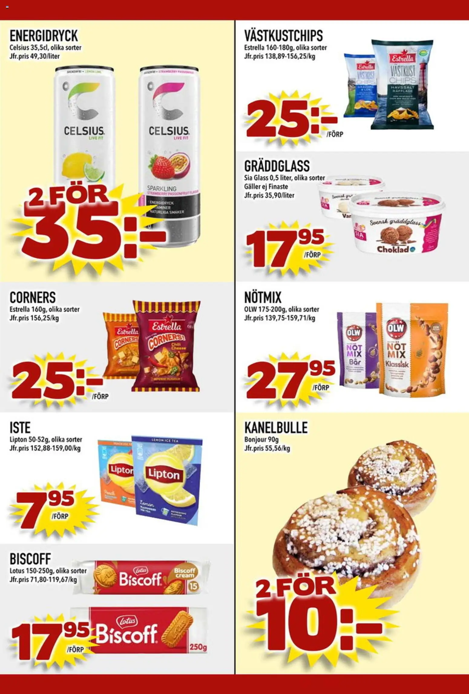 Din Mat reklamblad aktuell från 20.04.2026 | Sida: 7 | Produkter: Galler, Chips, Energidryck, Glass