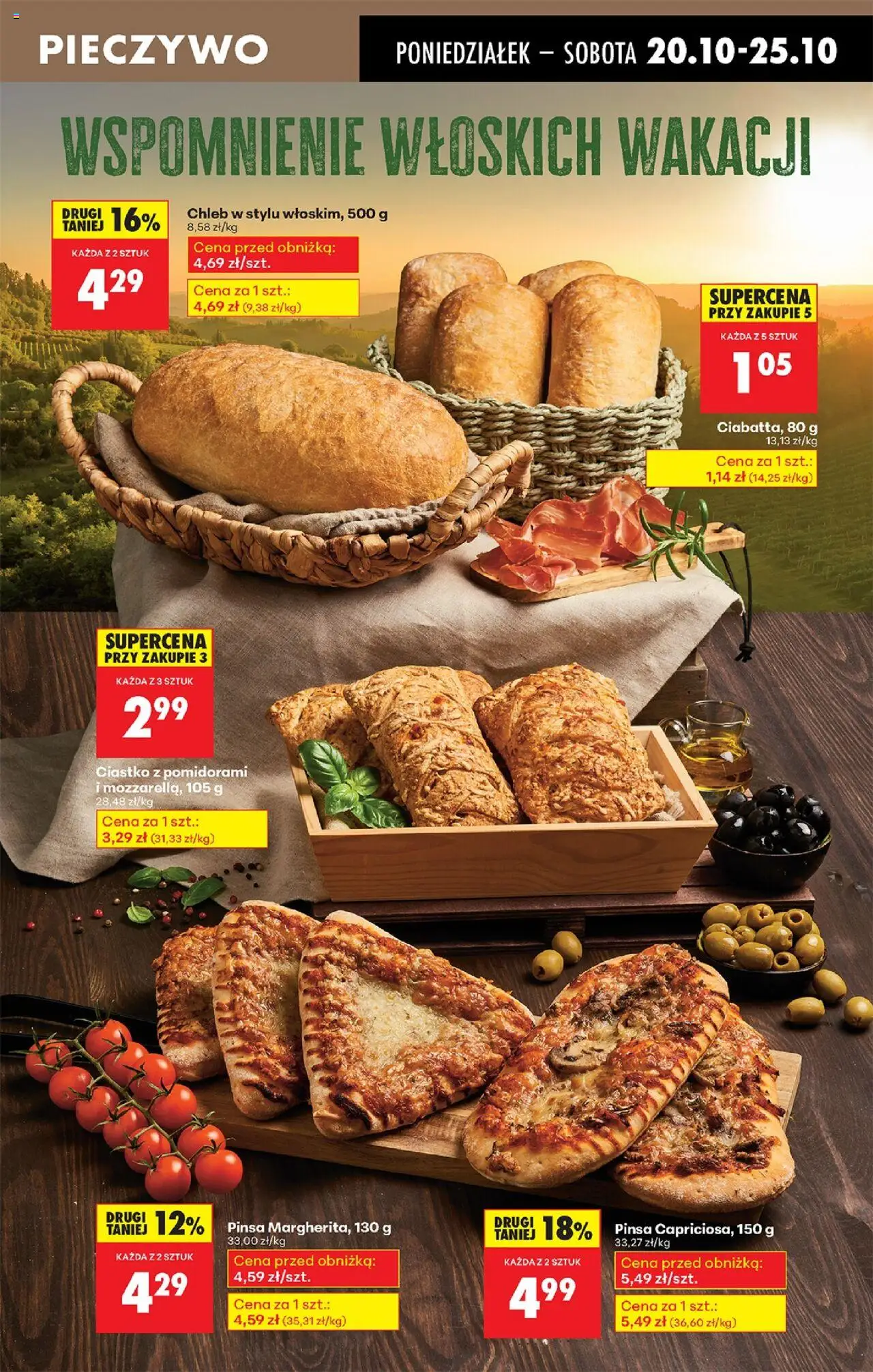 Biedronka gazetka od 20.10.2025 | Strona: 27 | Produkty: Pieczywo, Ciastko z pomidorami i mozzarellą, Chleb, Mozzarella