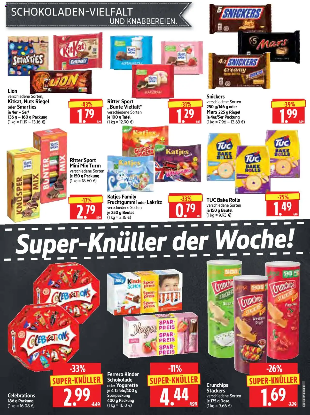HERKULES Prospekt 	 - gültig ab dem 18.08.2025 | Seite: 15 | Produkte: Yogurette, Schokolade, Katjes, Celebrations
